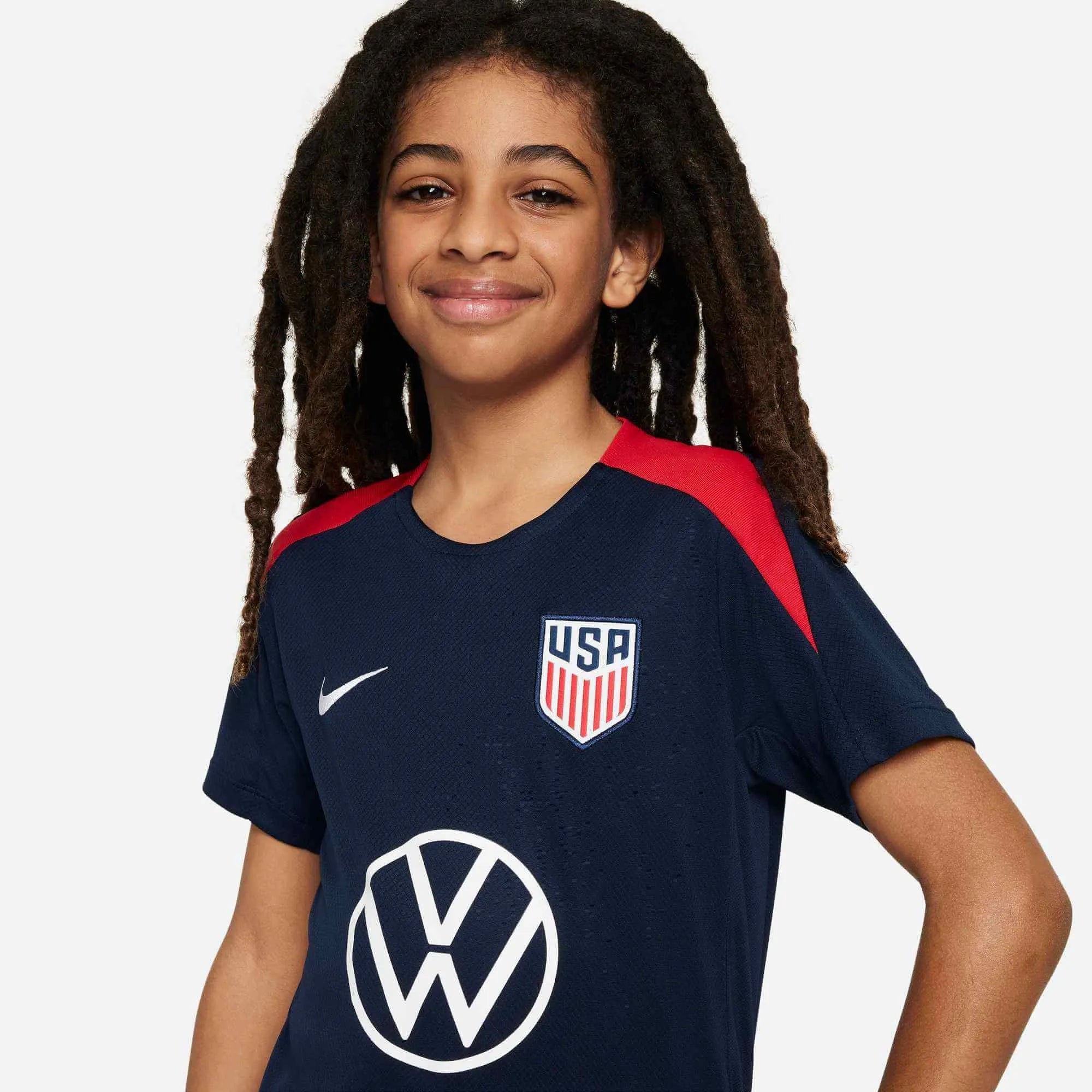Nike 2025 USA Youth Dri-Fit Short-Sleeve Knit Top (Detail 1)