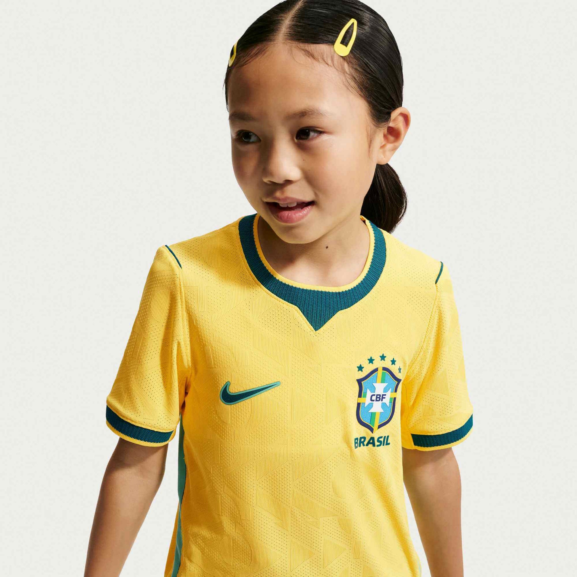 Nike 2026 Brazil Youth Authentic Home Soccer Jersey (Model 1 - Front)