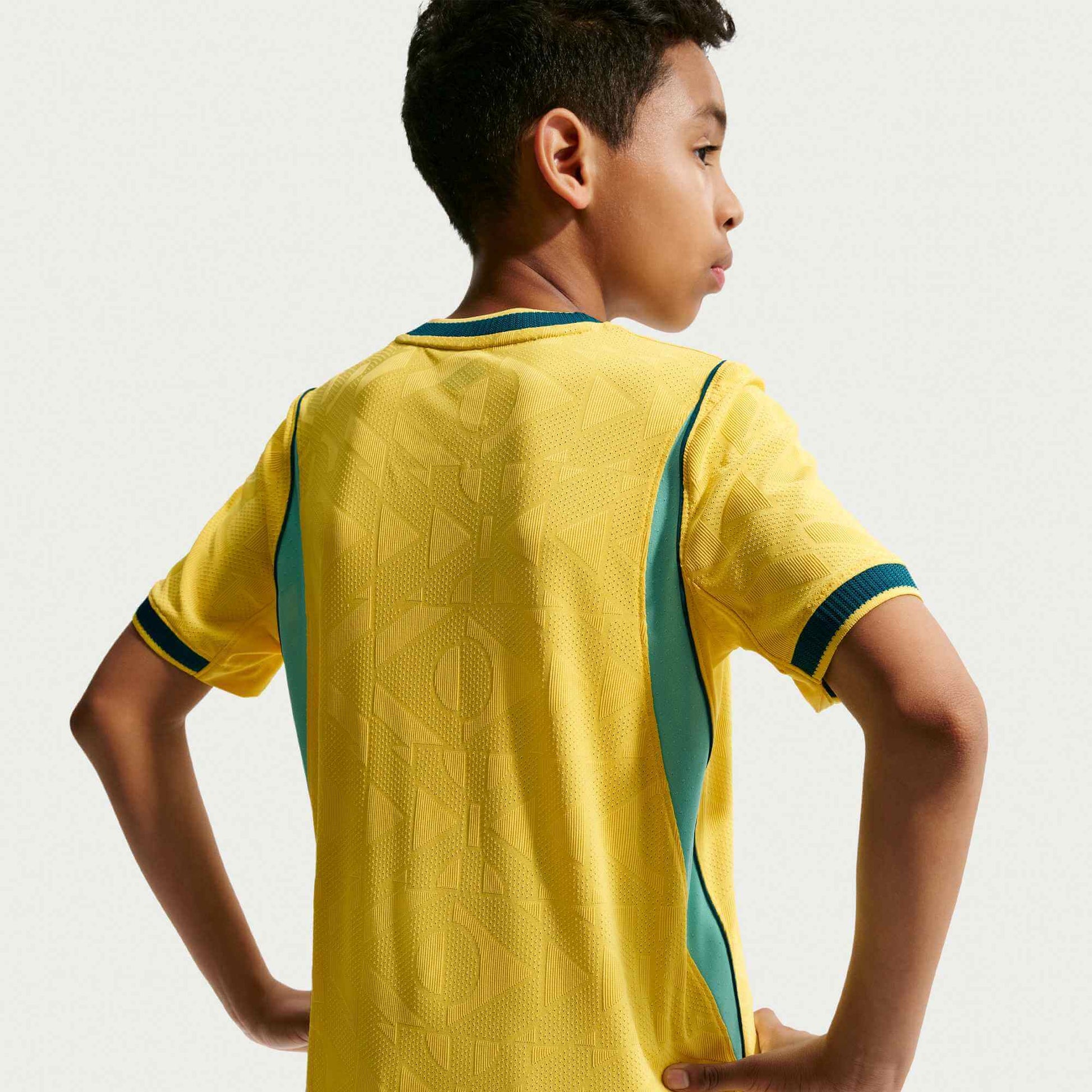Nike 2026 Brazil Youth Authentic Home Soccer Jersey (Model 2 - Back)