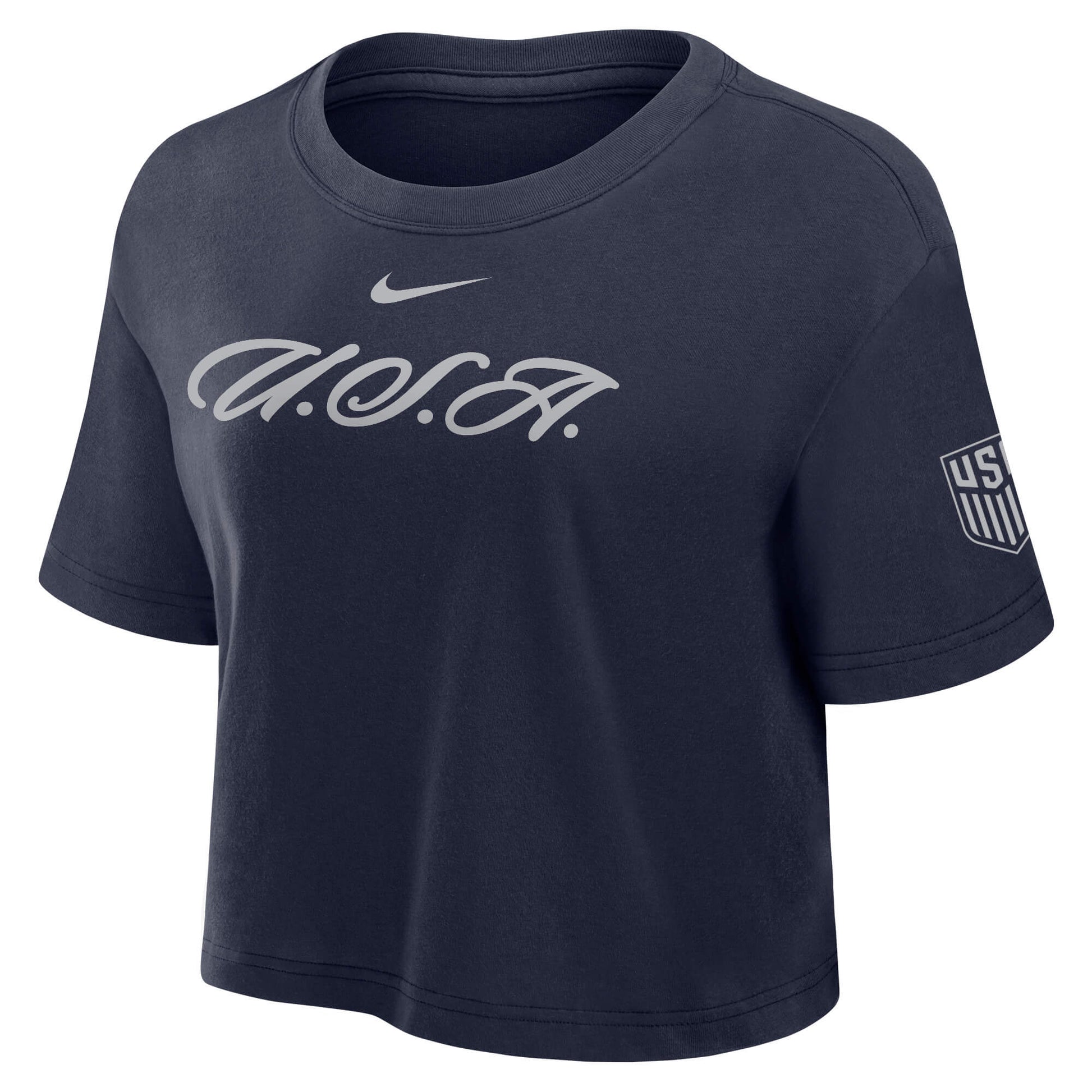 Nike 2026 USMNT Women's Dri-Fit Cotton Crop Tee (Lateral - Front)