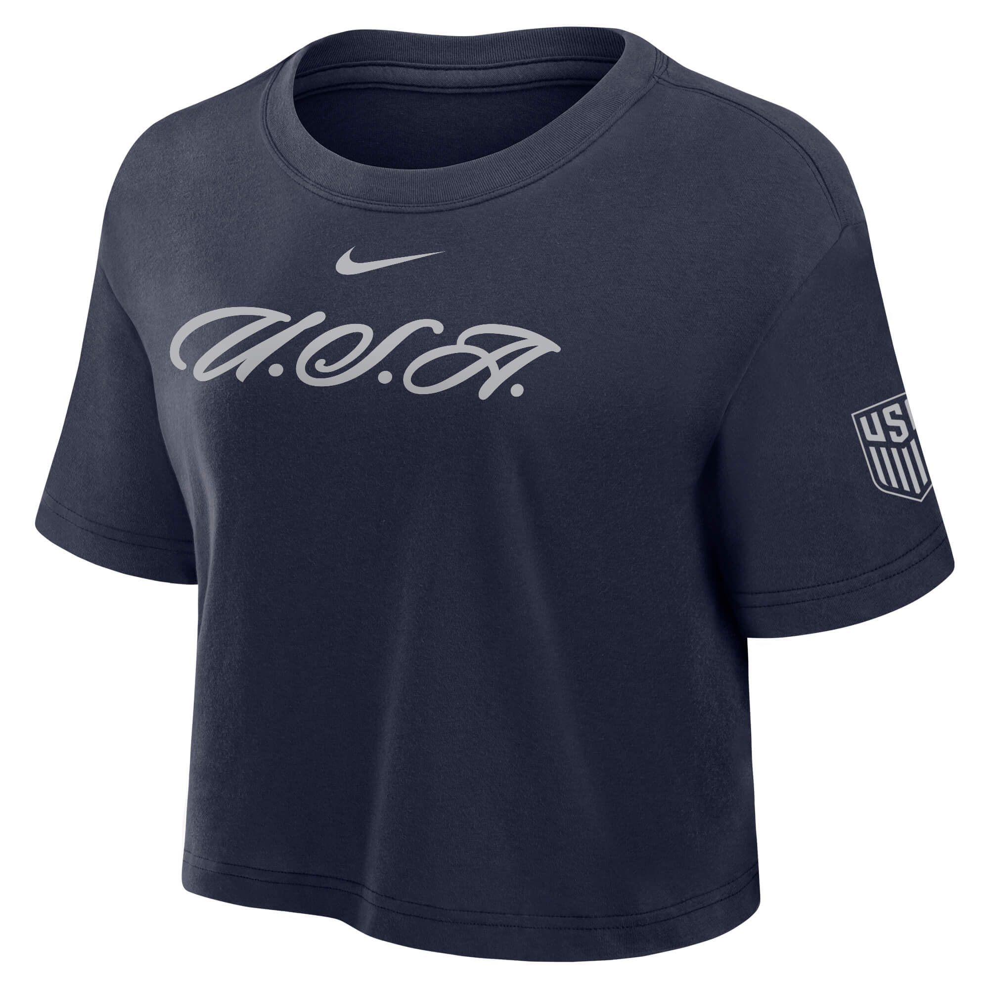 Nike 2026 USMNT Women's Dri-Fit Cotton Crop Tee (Lateral - Front)