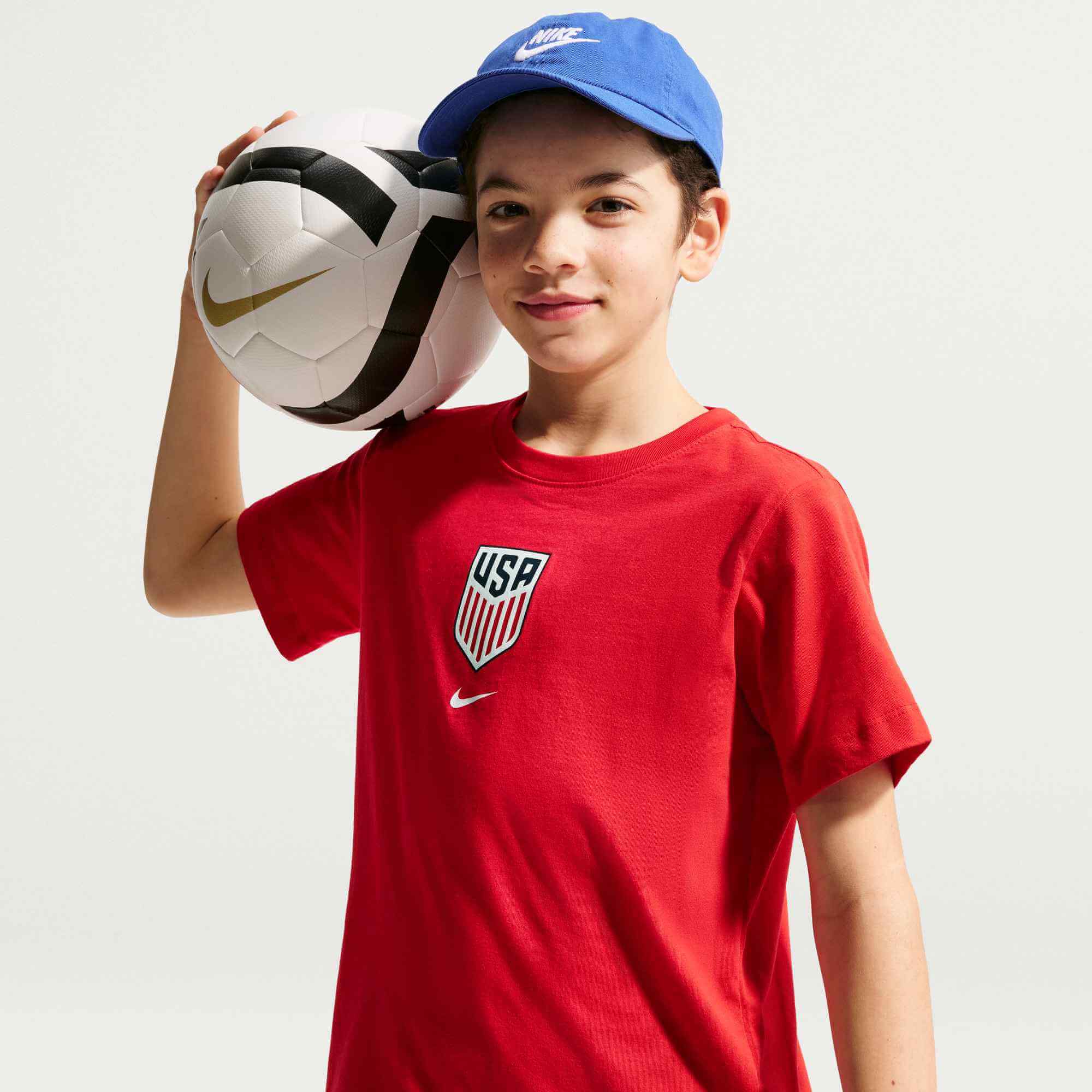 Nike 2026-27 USMNT Youth Crest Tee University Red (Front)