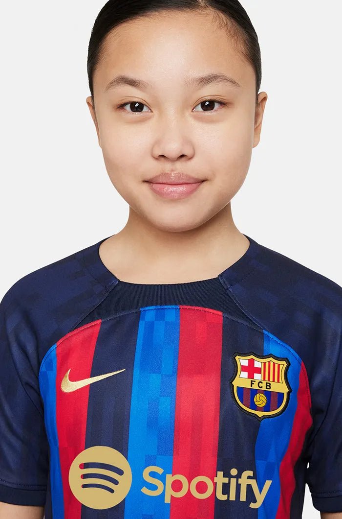 Nike 22-23 FC Barcelona Youth Home Jersey - Obsidian-Sesame