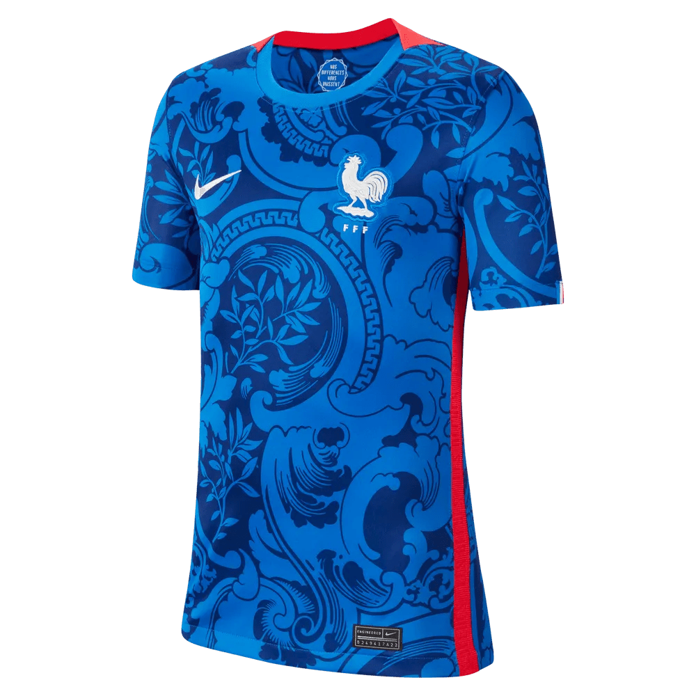 Nike France Home EC22 Youth Jersey Cobalt-Red-White
