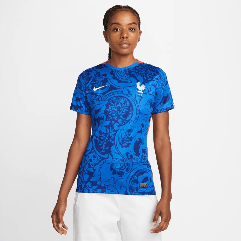 Nike France Women's EC22 Home Jersey - Hyper Cobalt-Siren Red (Model - Front)
