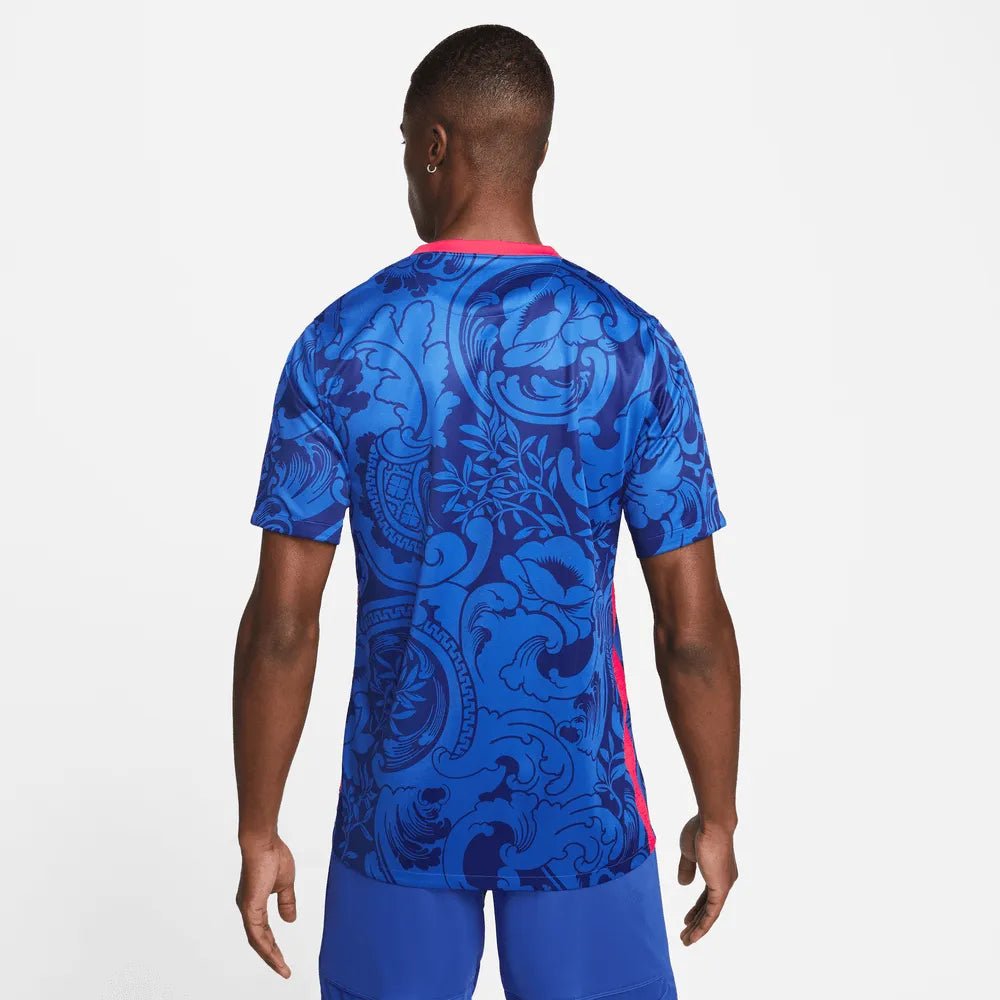 Nike France Women's EC22 (Men's Cut) Home Jersey - Hyper Cobalt-Siren Red (Model - Back)