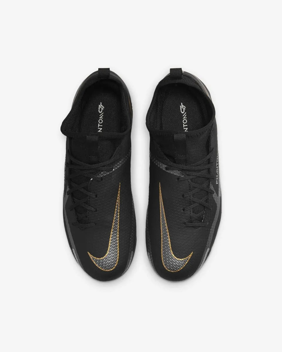 Nike Junior Phantom GT2 Academy DF FG-MG - Black-Dark Grey-Gold