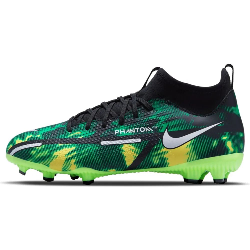 Nike Junior Phantom Gt2 Academy DF SW FG-MG - Black-Green Strike