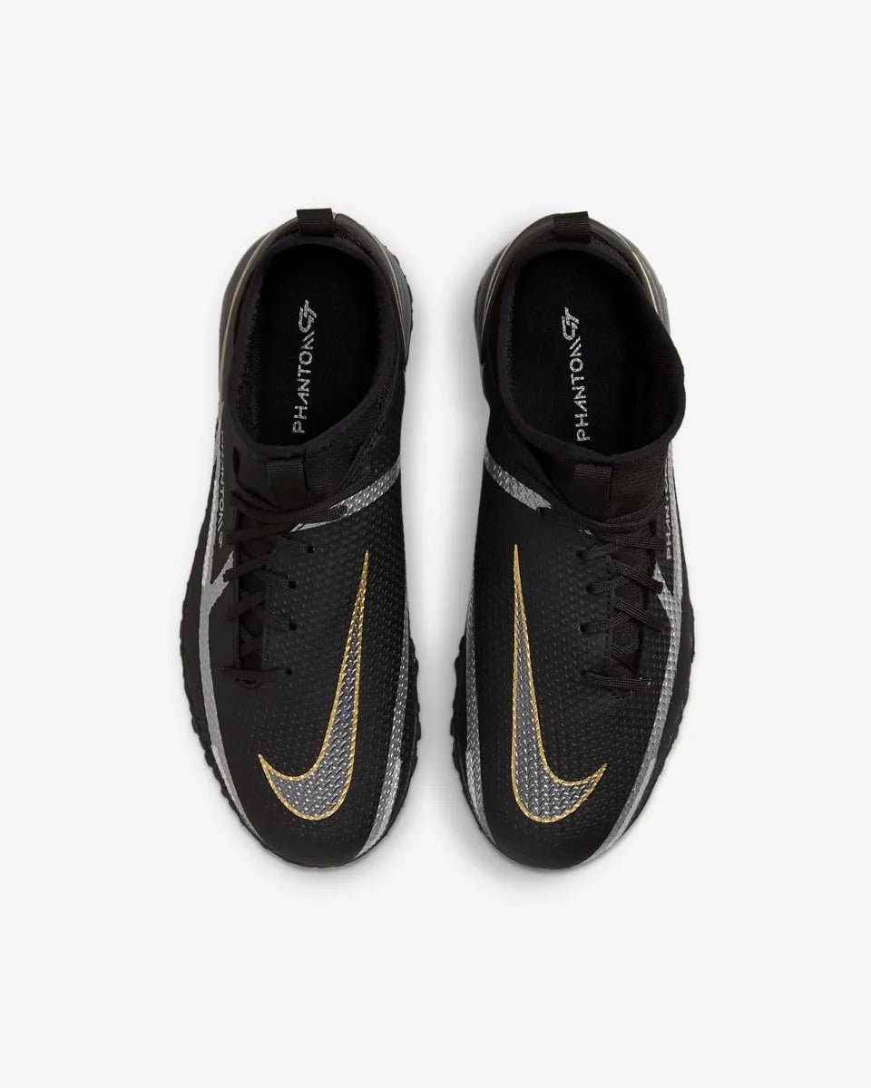 Nike Junior Phantom GT2 Academy DF Turf - Black-Dark Grey-Gold