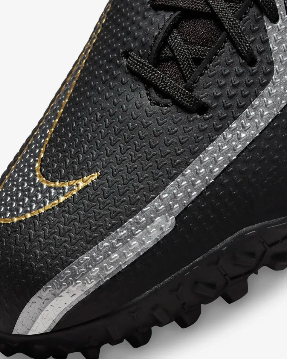Nike Junior Phantom GT2 Academy DF Turf - Black-Dark Grey-Gold