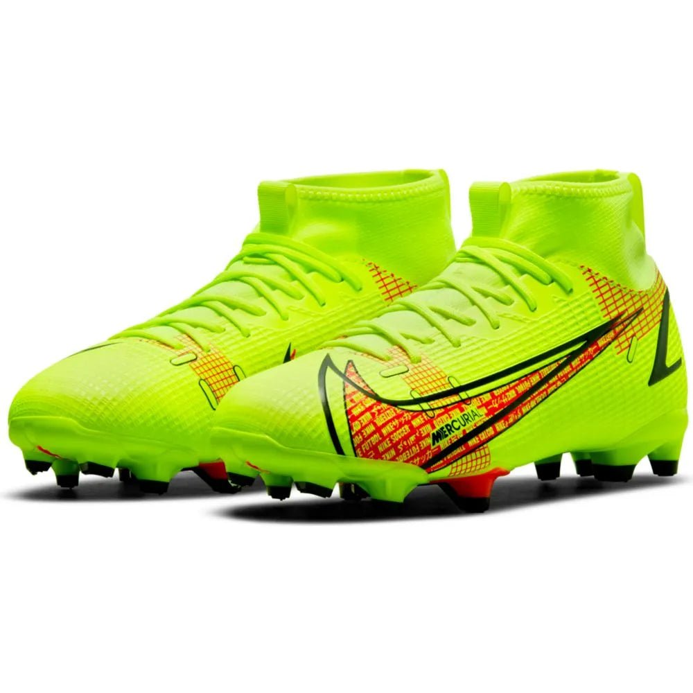 Nike JR Superfly 8 Academy FG-MG - Volt-Bright Crimson (Pair - Diagonal)