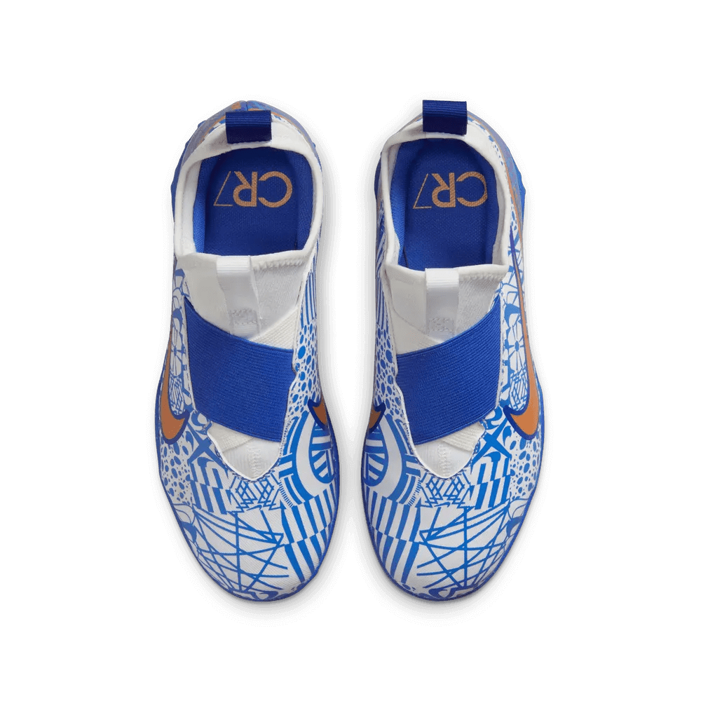 Nike Junior Zoom Vapor 15 Academy CR7 Turf - White-Metallic Copper