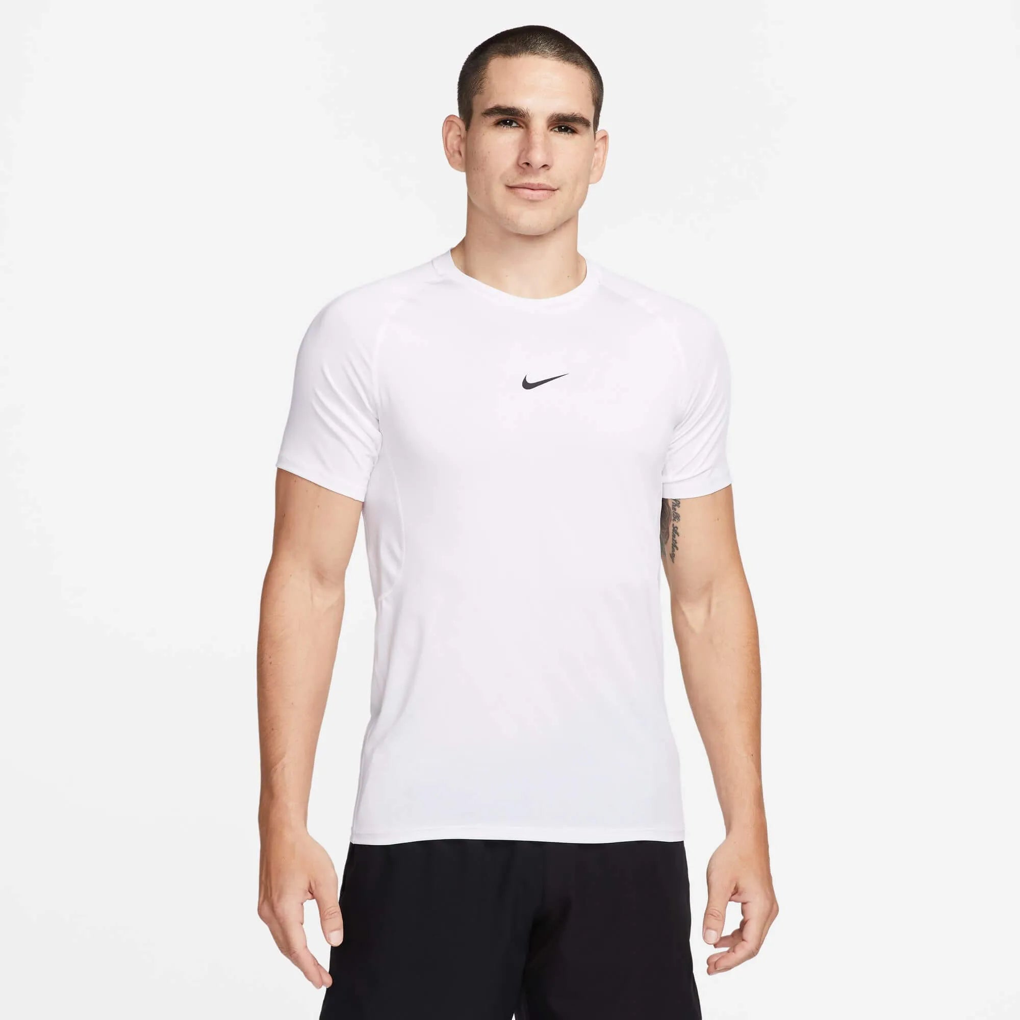 Nike Men's Pro DF Slim Top White (Model - Front)