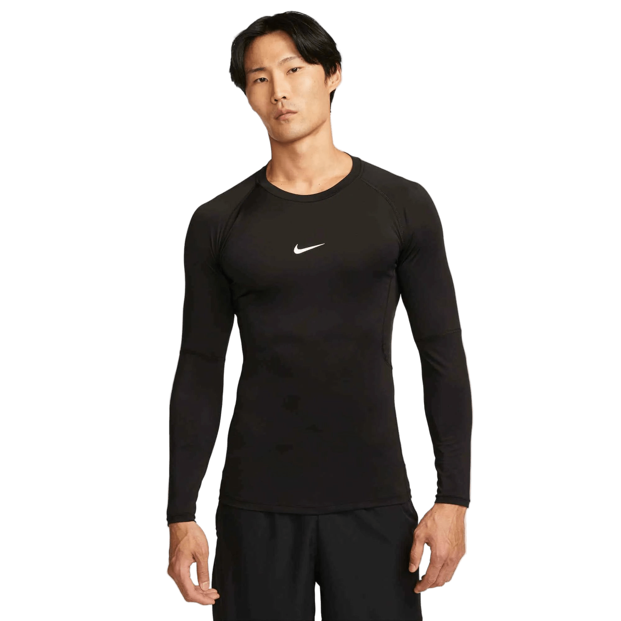 Nike Men's Pro Dri-Fit Tight Long-Sleeve Fitness Top Black (Model - Front)
