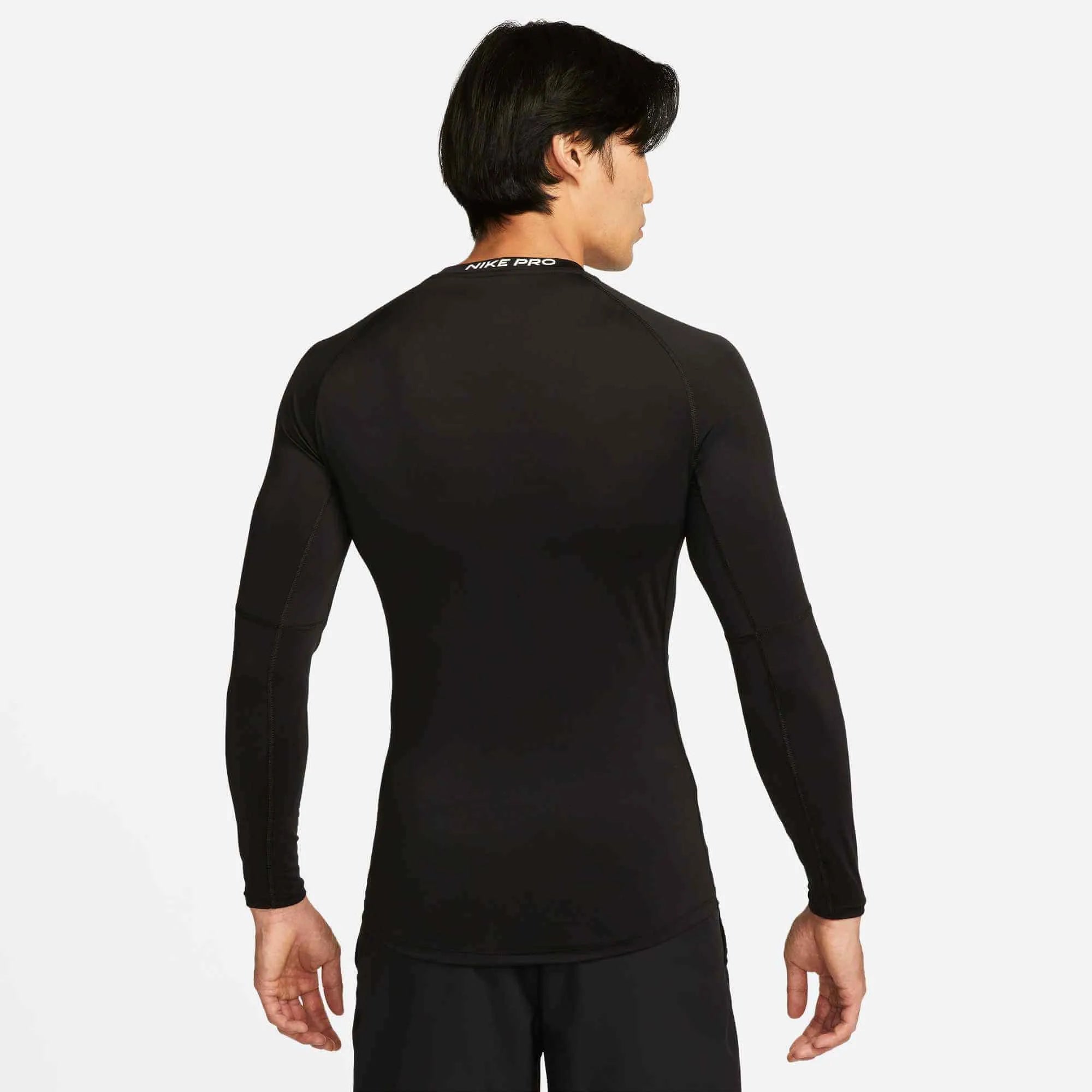 Nike Men's Pro Dri-Fit Tight Long-Sleeve Fitness Top Black (Model - Back)