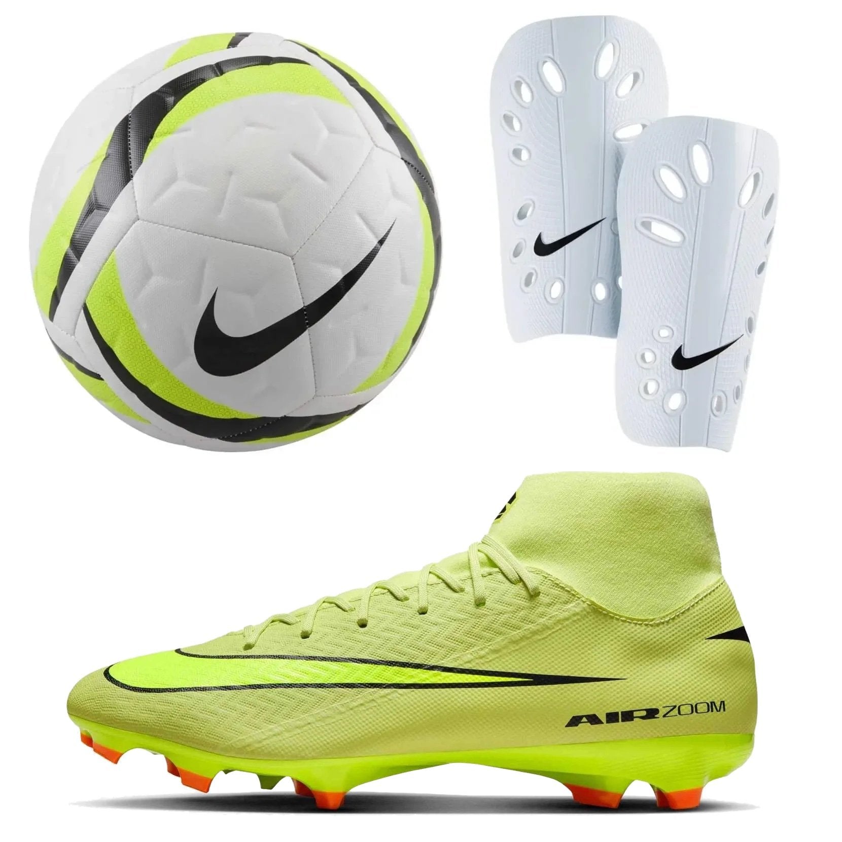 Nike Men's Zoom Superfly Firm Ground Volt Cleats/J Guard/Ball Bundle