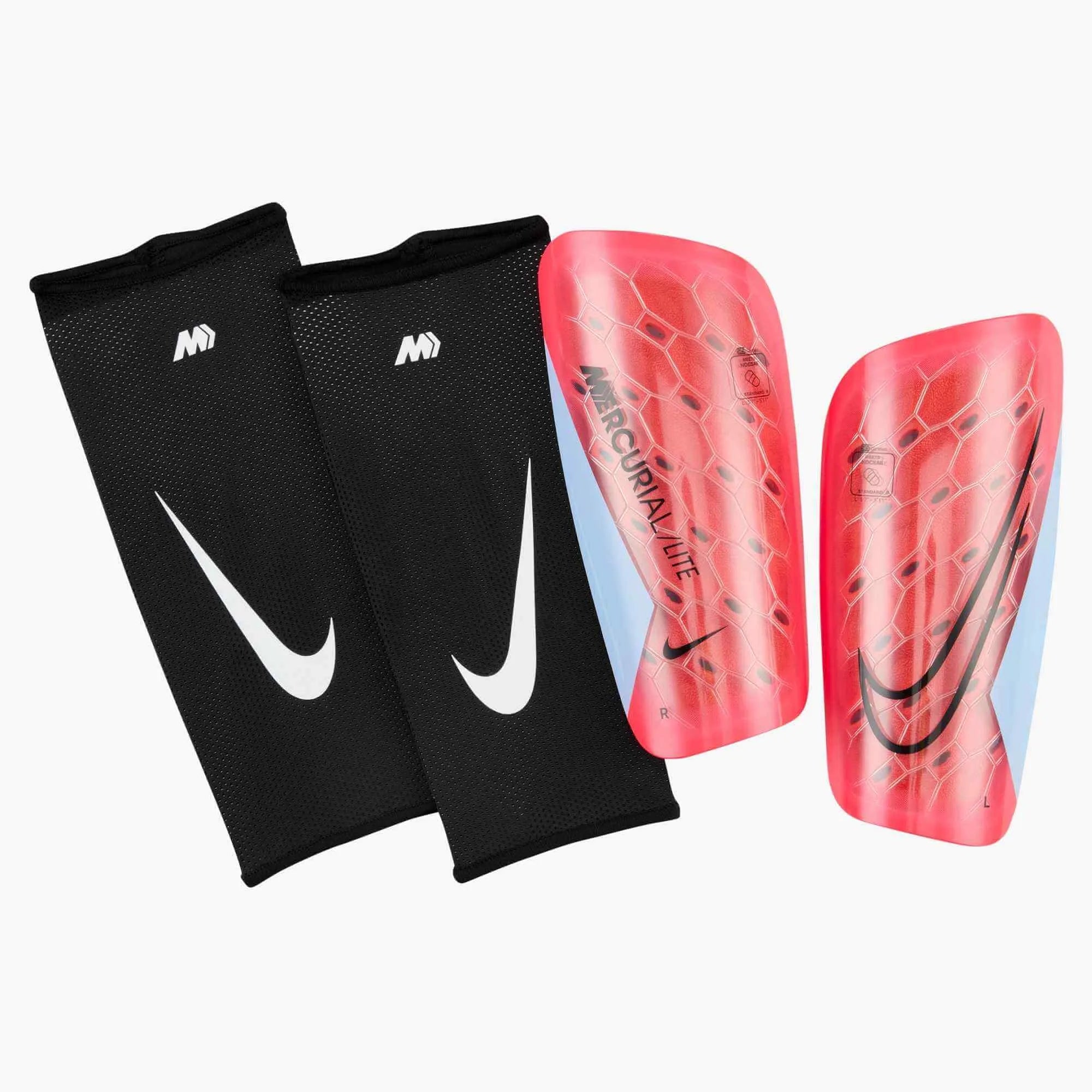 Nike Mercurial Lite Shinguards Bright Crimson/Royal Tint/Black (Set - Front)