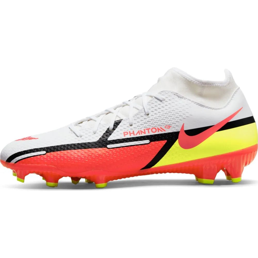 Nike Phantom GT2 Academy DF FG-MG - White-Volt-Crimson (Side 1)