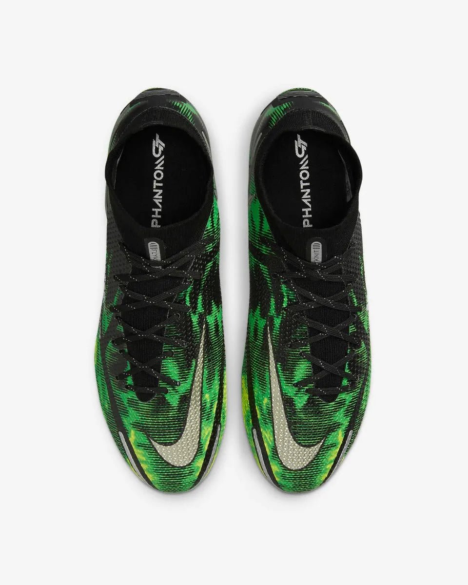 Nike Phantom GT2 Elite DF SW FG - Black-Green Strike Soccer Cleats