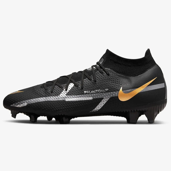 Nike Phantom GT2 Pro DF FG - Black-Dark Grey-Gold Soccer Cleats