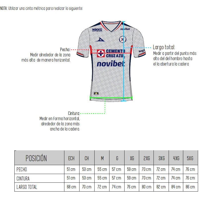 Pirma 2025-26 Cruz Azul Men's Stadium Away Soccer Jersey (Size - Guide)