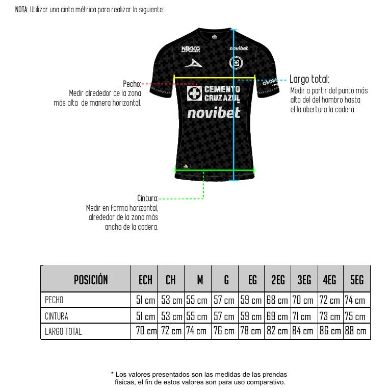 Pirma 2025-26 Cruz Azul Men's Stadium Third Soccer Jersey (Size Guide)