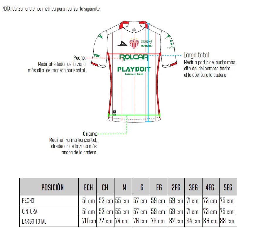 Pirma 2025-26 Necaxa Men's Stadium Home Soccer Jersey (Size Guide)