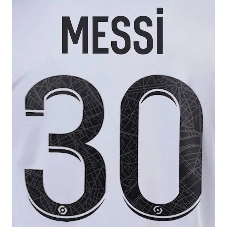 PSG 2022-23 Away Messi #30 Jersey Name Set
