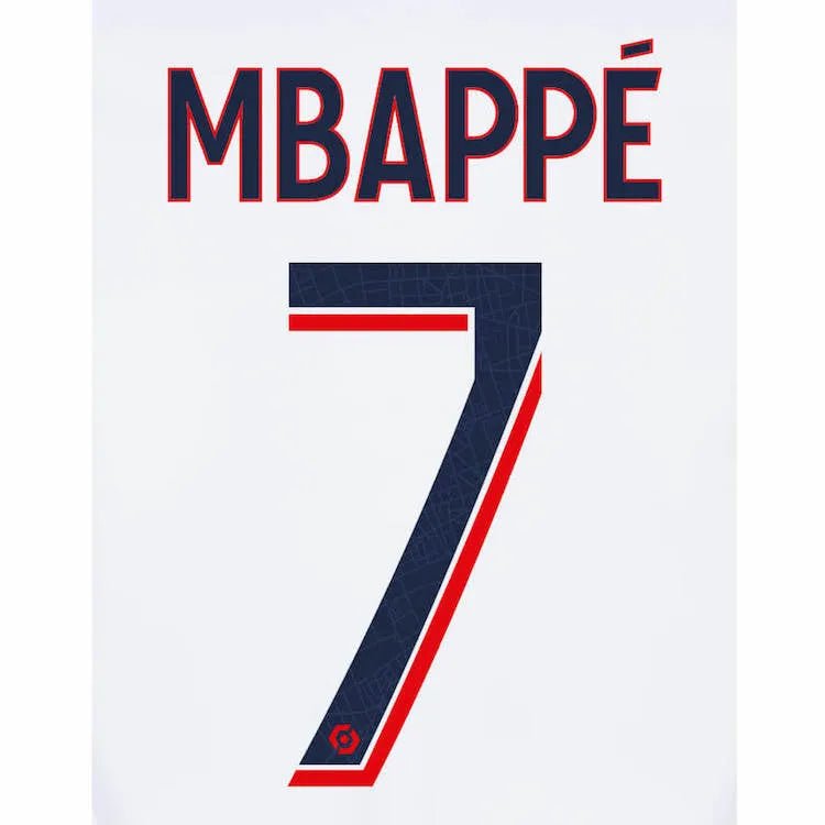 PSG 2023/24 Away Mbappe #7 Jersey Name Set
