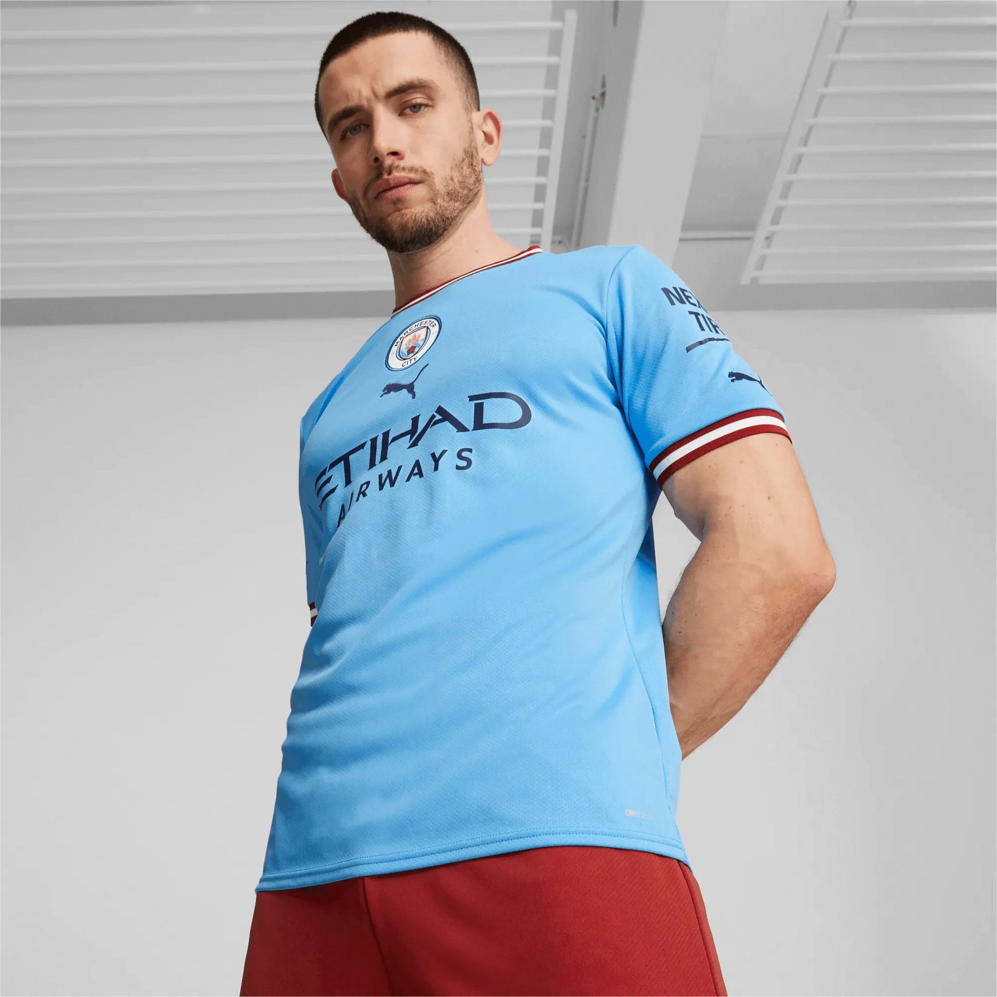 Puma 2022-23 Manchester City Home Jersey - Light Blue-Intense Red