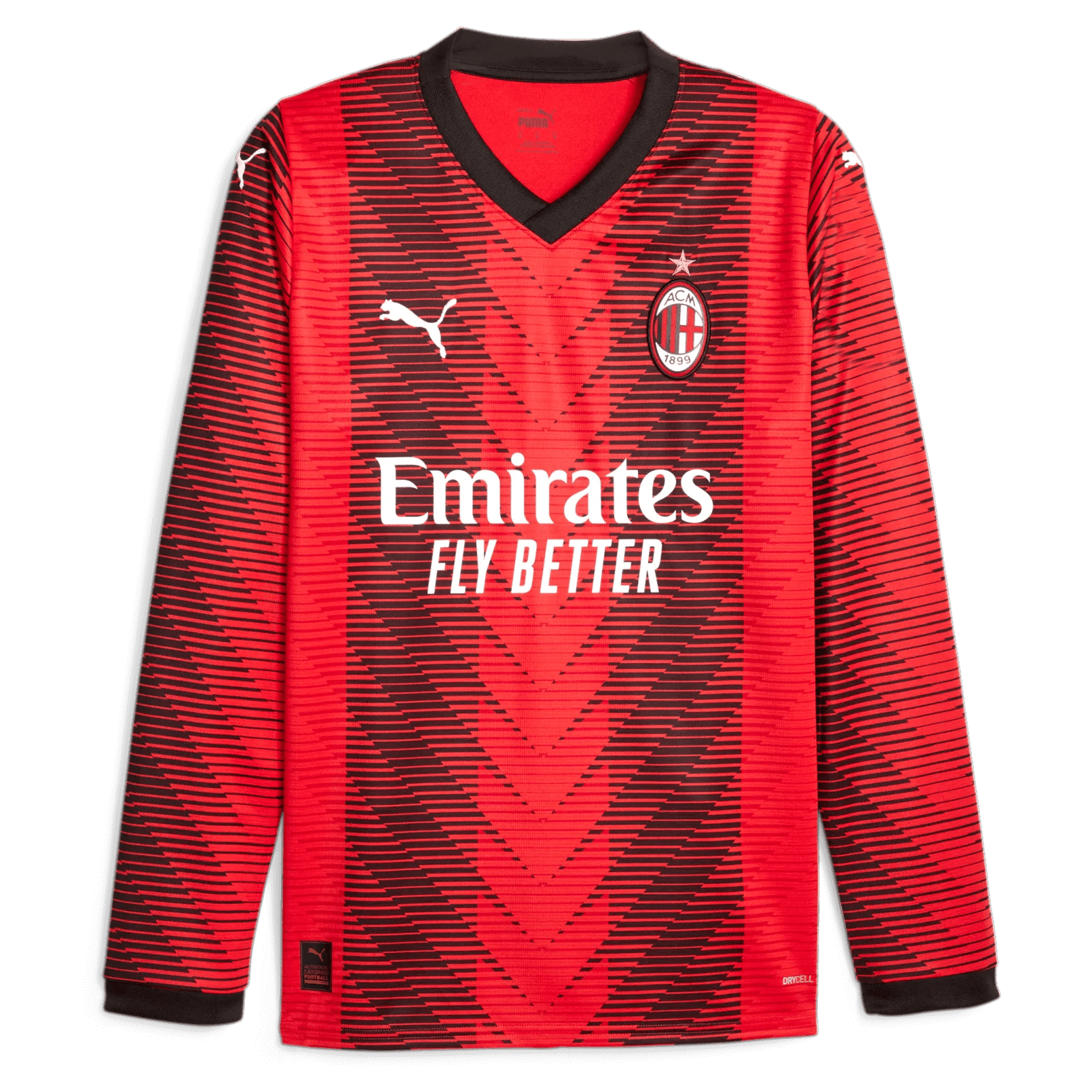 Puma 2023-24 AC Milan Men's Stadium Home Long-Sleeve Jersey