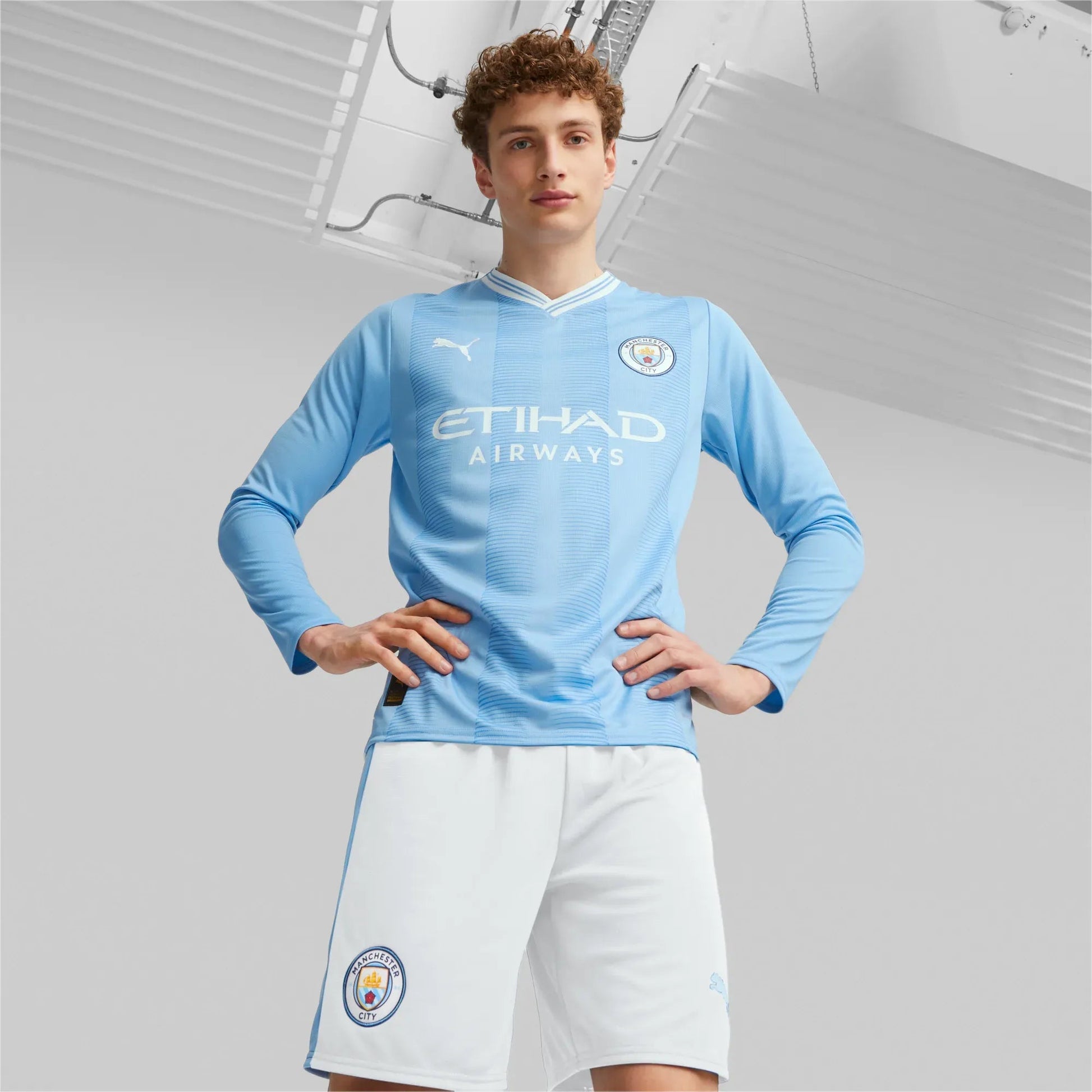 Puma 2023-24 Manchester City Men's Stadium Home Long-Sleeve Jersey