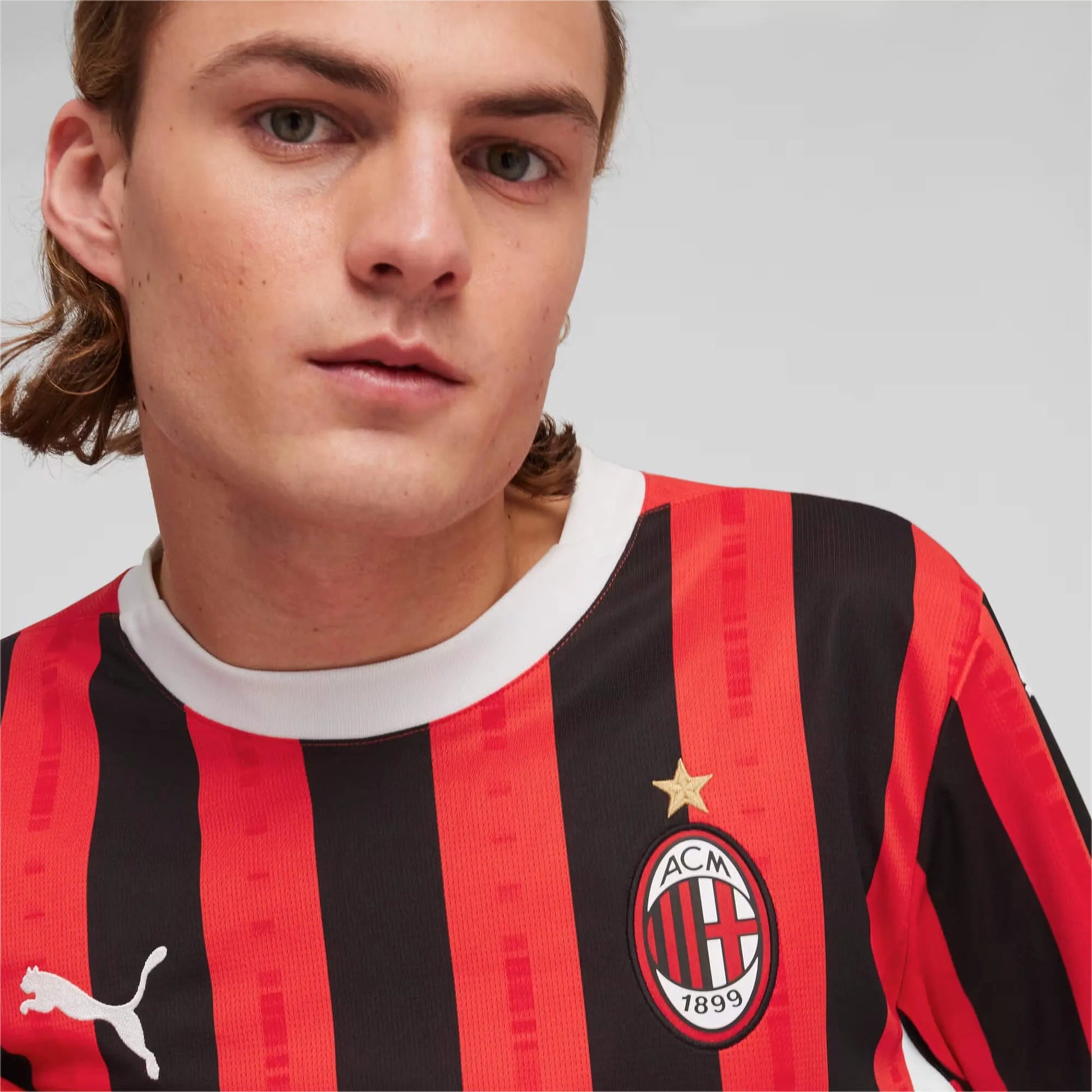 Puma 2024-25 AC Milan Men's Stadium Home Long-Sleeve Jersey