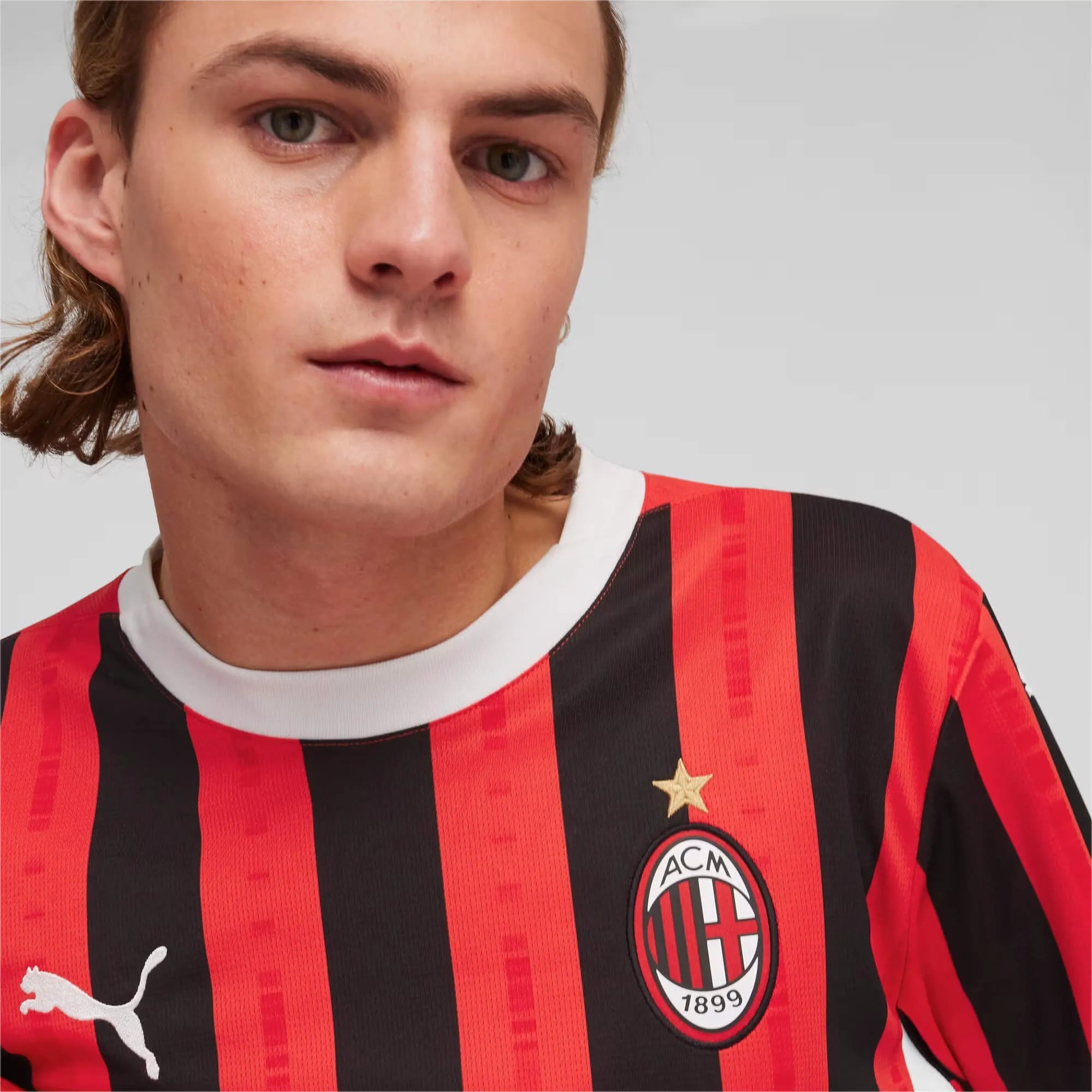 Puma 2024-25 AC Milan Men's Stadium Home Long-Sleeve Jersey