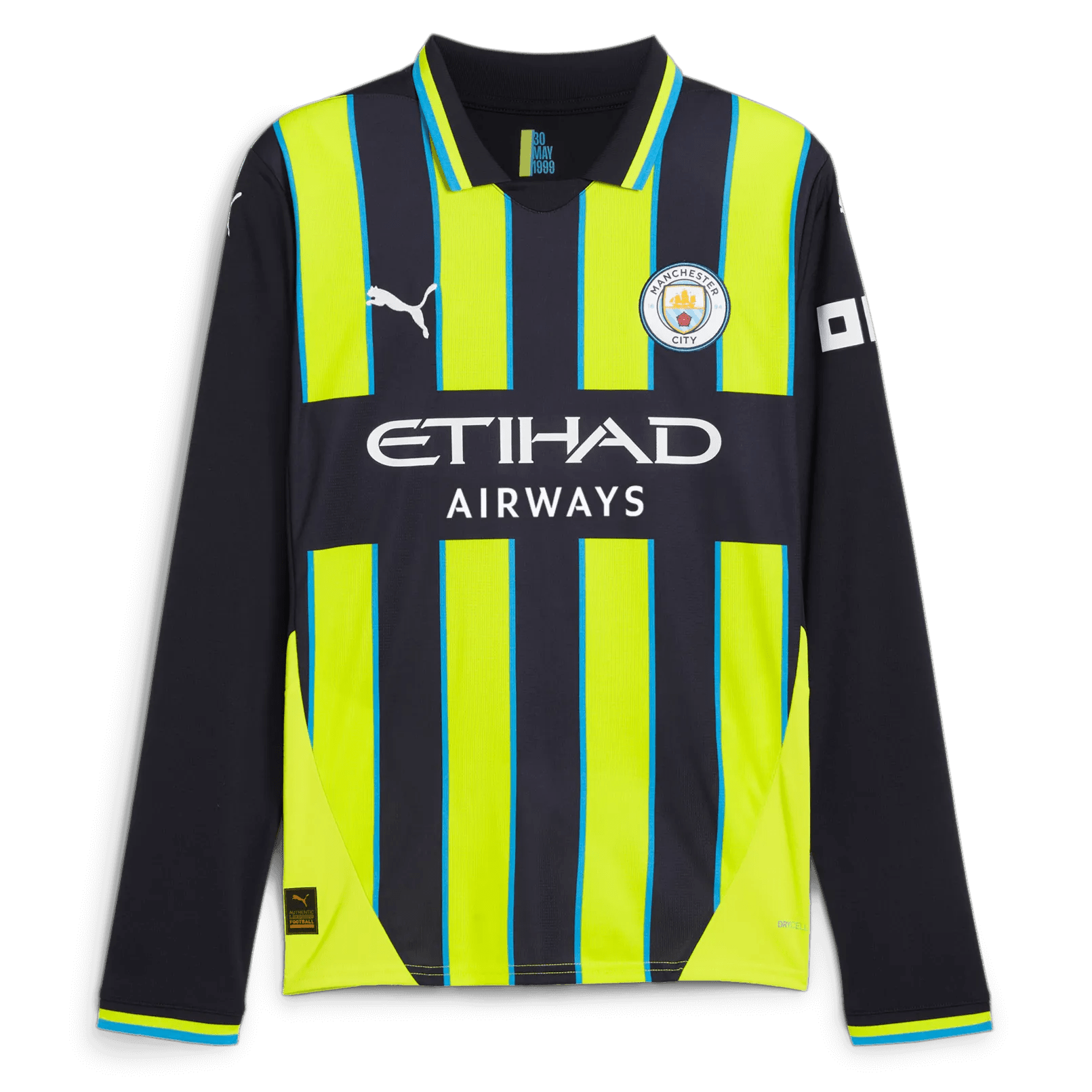Puma 2024-25 Manchester City Men's Long-Sleeve Stadium Away Jersey (Front)