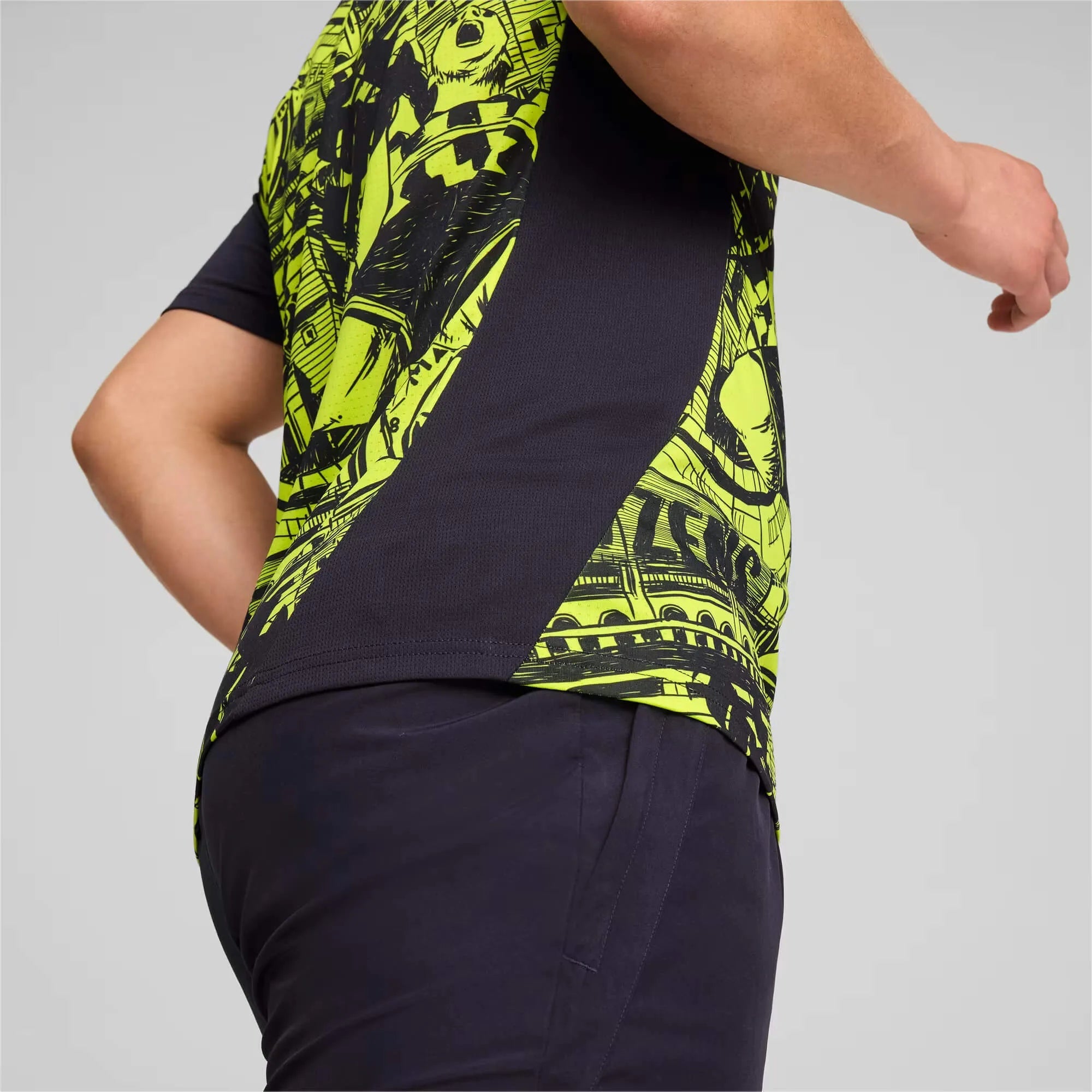 Puma 2024-25 Manchester City Men's Pre-Match Jersey Yellow Glow-Magic Blue (Detail 2)