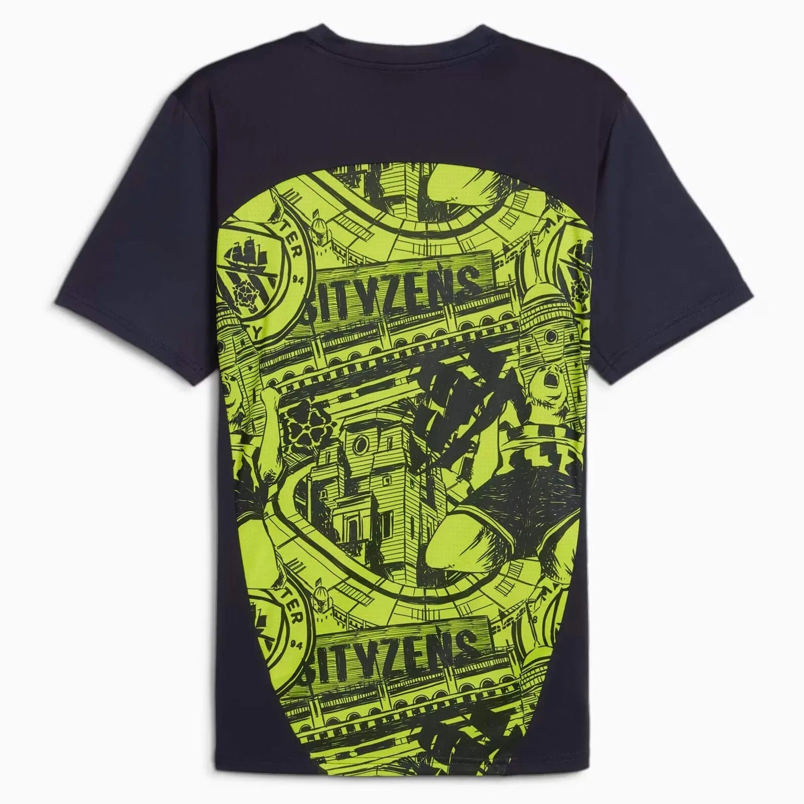 Puma 2024-25 Manchester City Men's Pre-Match Jersey Yellow Glow-Magic Blue (Back)