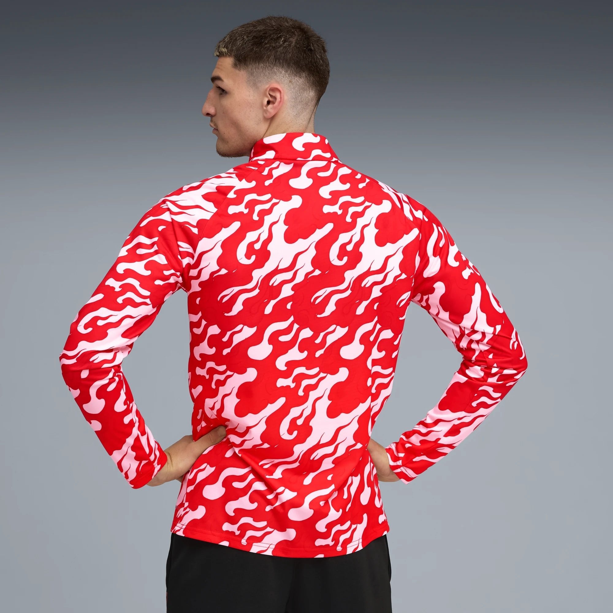 Puma 2025-26 AC Milan Men's 1/4 Zip Training Top Puma White-For All Time Red (Model - Back)