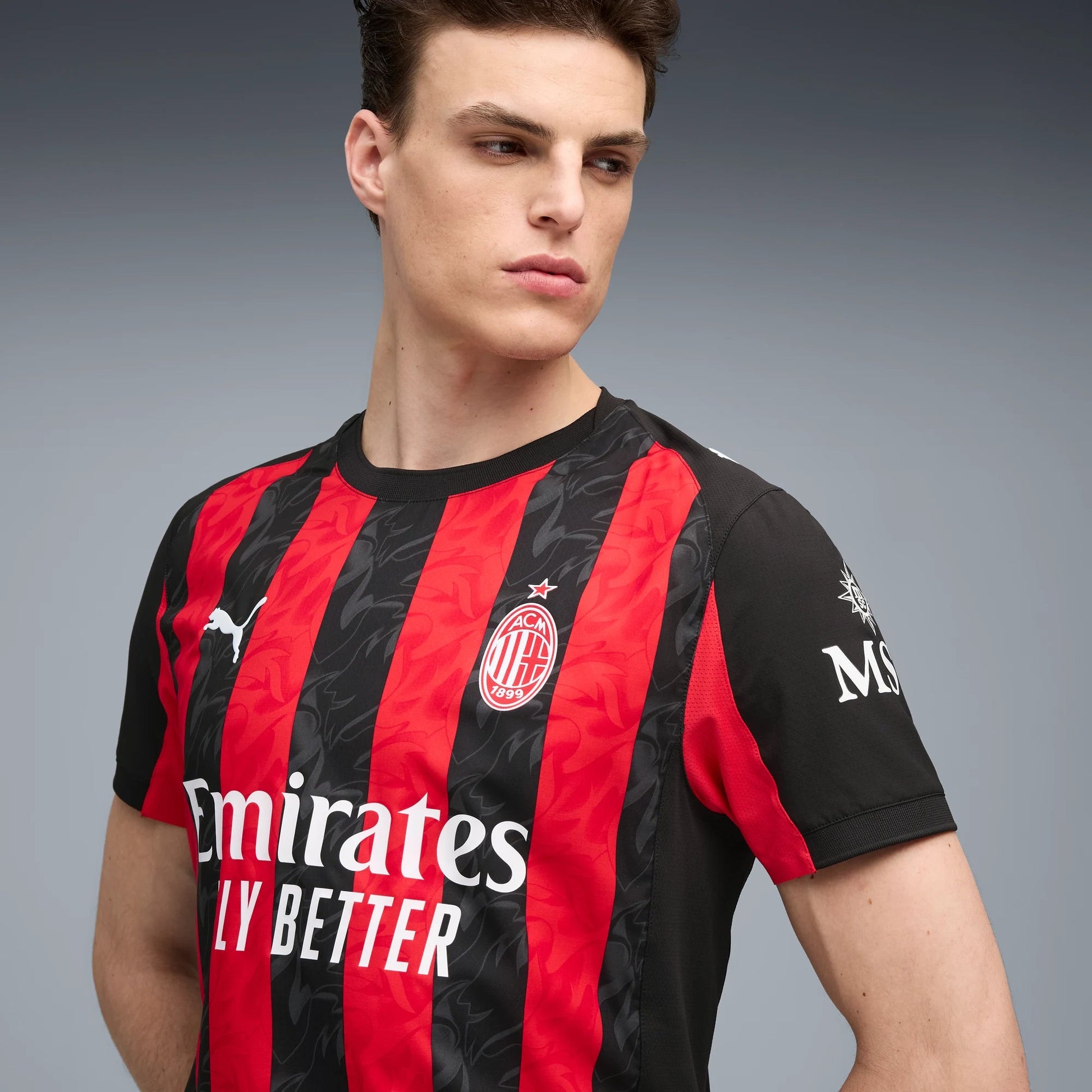 Puma 2025-26 AC Milan Men's Authentic Home Soccer Jersey (Detail 1)