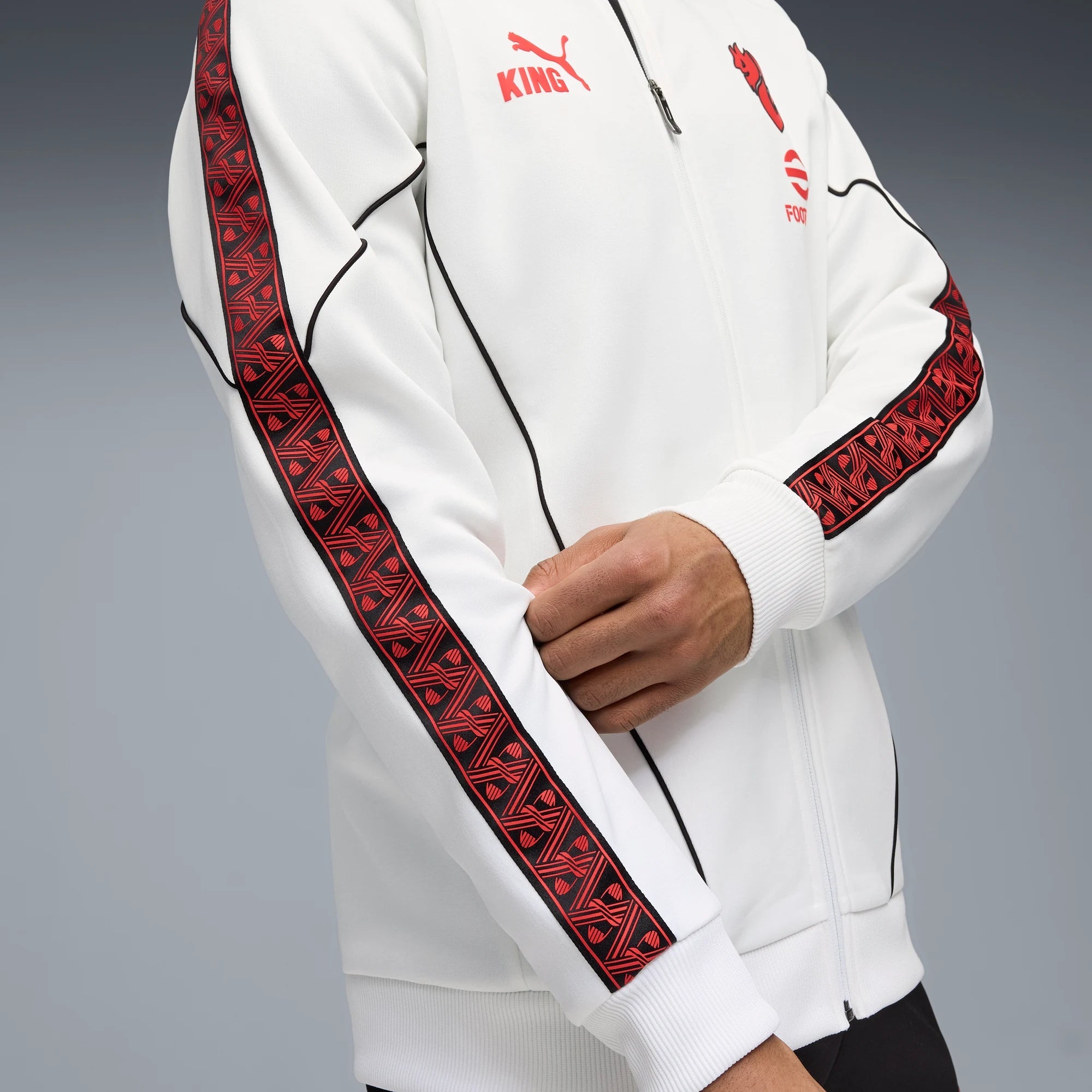 Puma 2025-26 AC Milan Men's KING Anthem Jacket Puma White-Red (Detail 2)