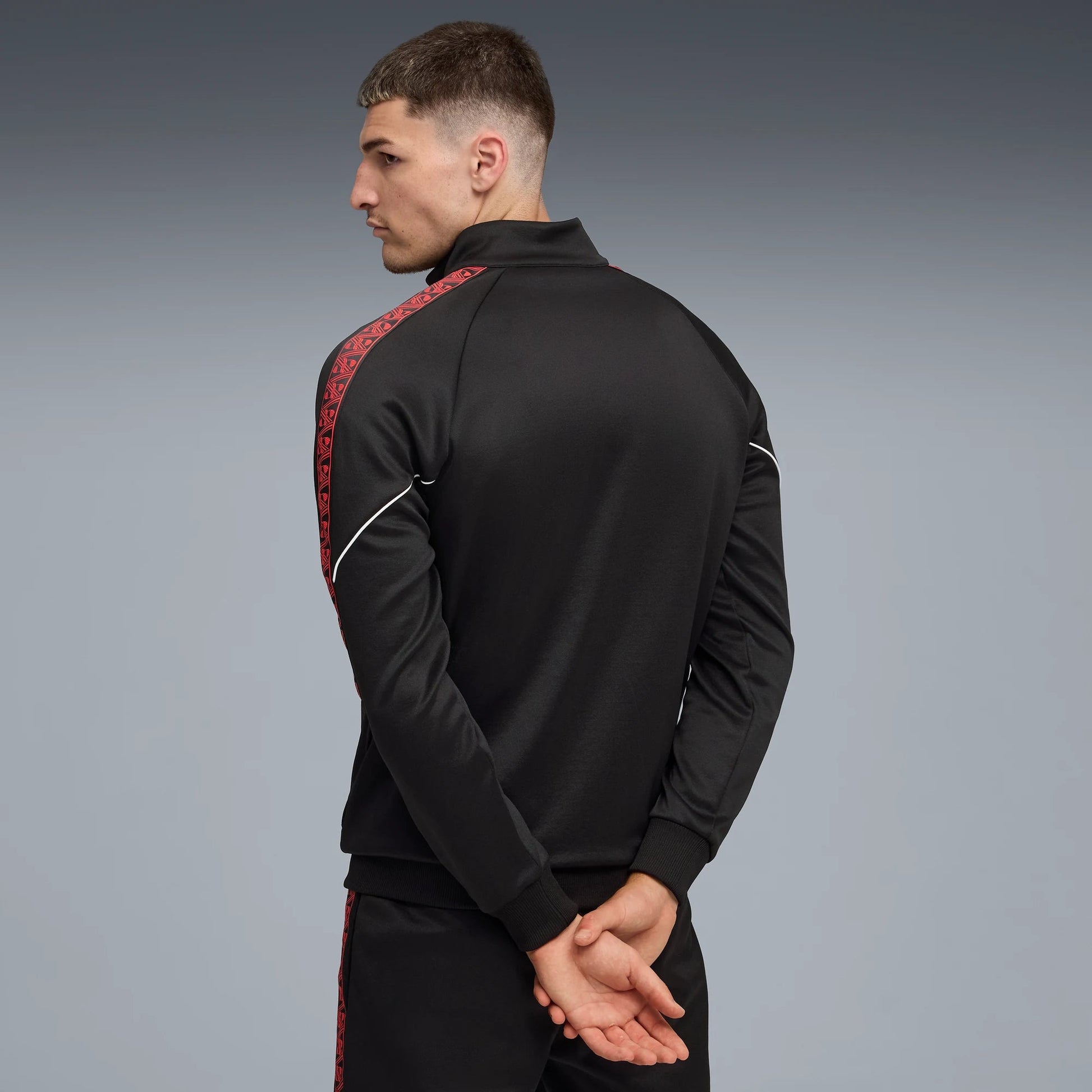 Puma 2025-26 AC Milan Men's KING Anthem Jacket Puma Black-Red (Model - Back)