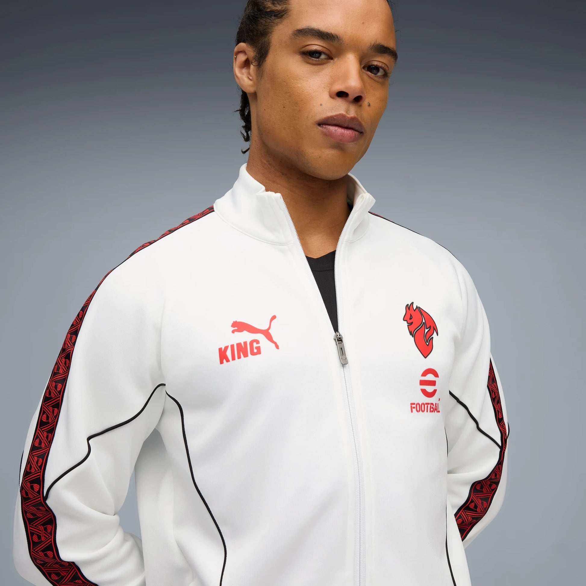 Puma 2025-26 AC Milan Men's KING Anthem Jacket Puma White-Red (Detail 1)
