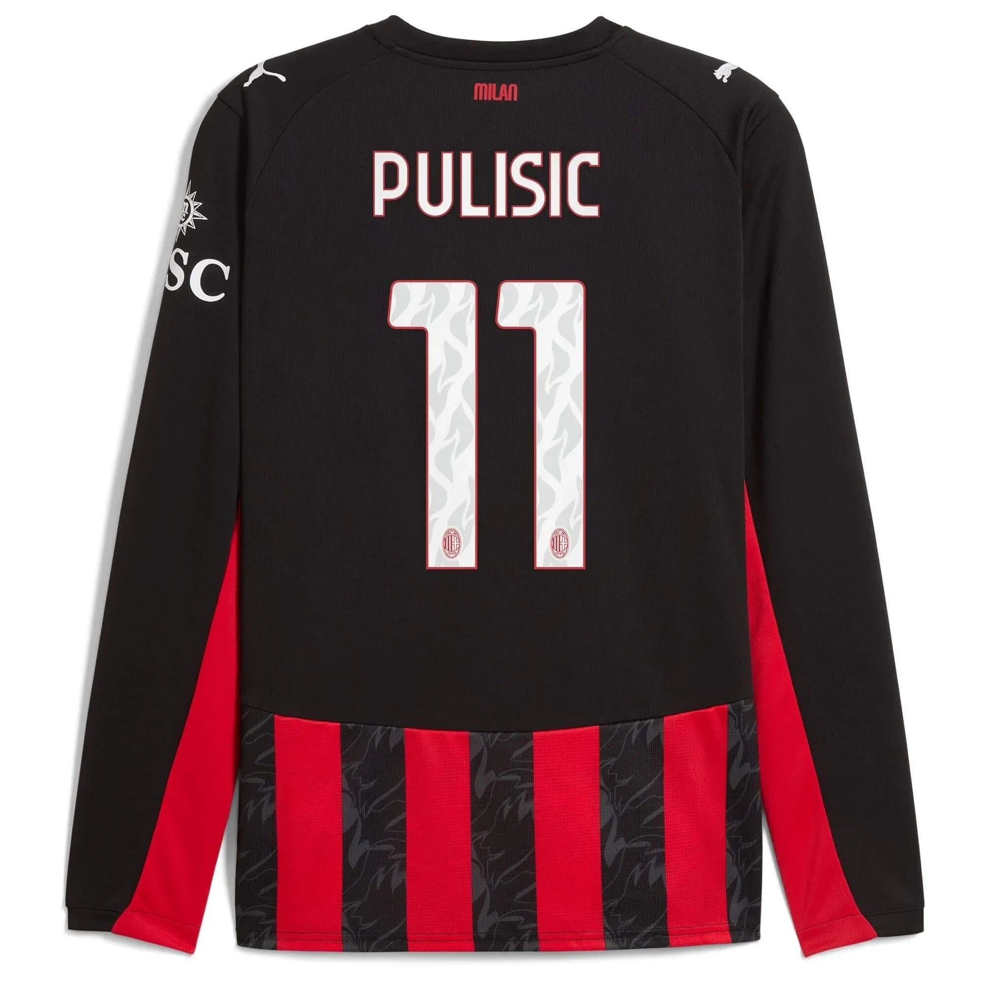 Puma 2025-26 AC Milan Men's Stadium Home Long-Sleeve Soccer Jersey (Pulisic)