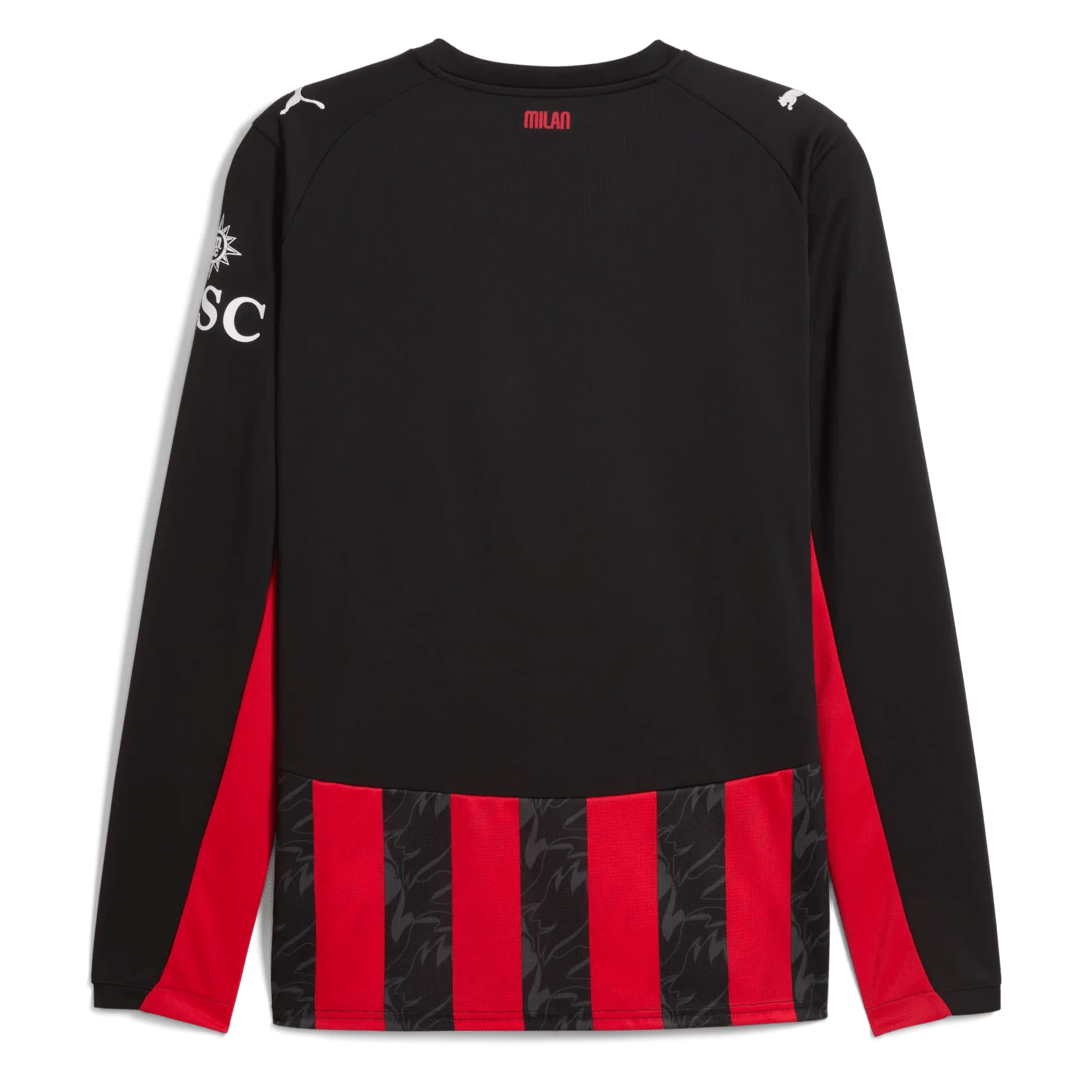 Puma 2025-26 AC Milan Men's Stadium Home Long-Sleeve Soccer Jersey (Back)