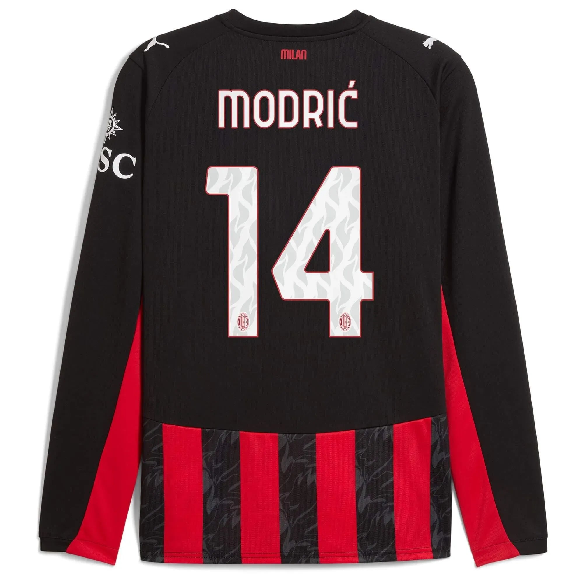 Puma 2025-26 AC Milan Men's Stadium Home Long-Sleeve Soccer Jersey (Modric)