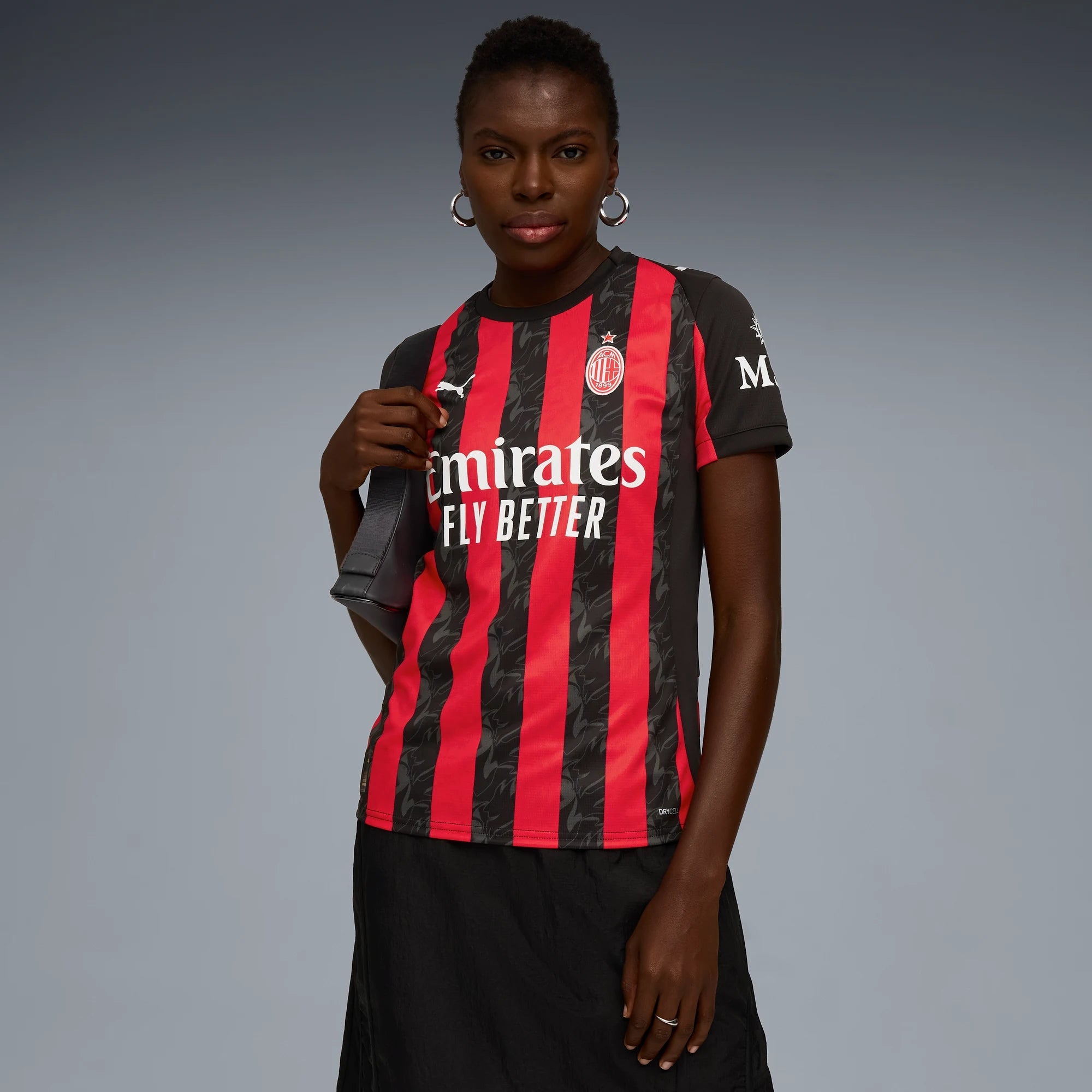 Puma 2025-26 AC Milan Women's Stadium Home Soccer Jersey (Model - Front)