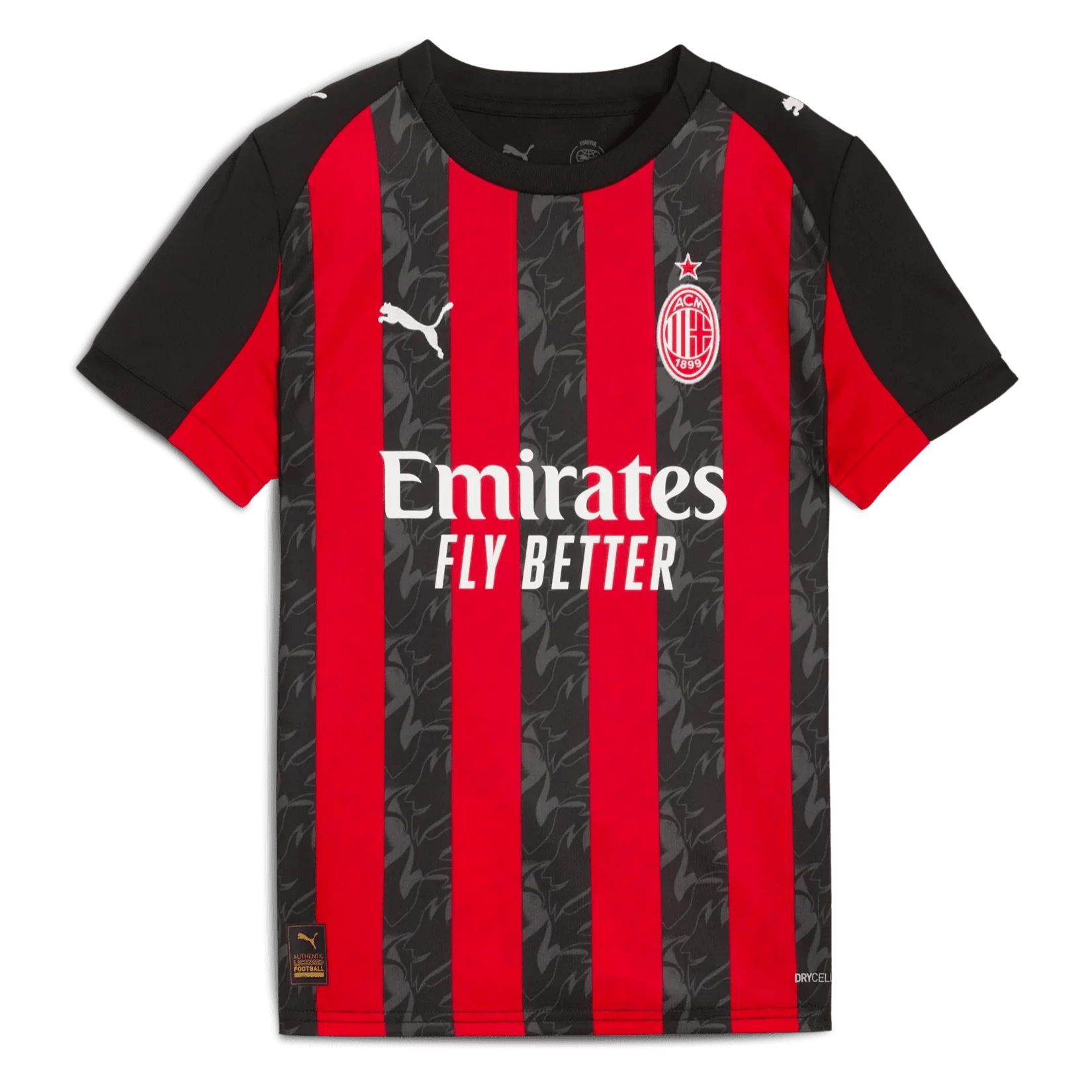 Puma 2025-26 AC Milan Youth Stadium Home Soccer Jersey (Front)