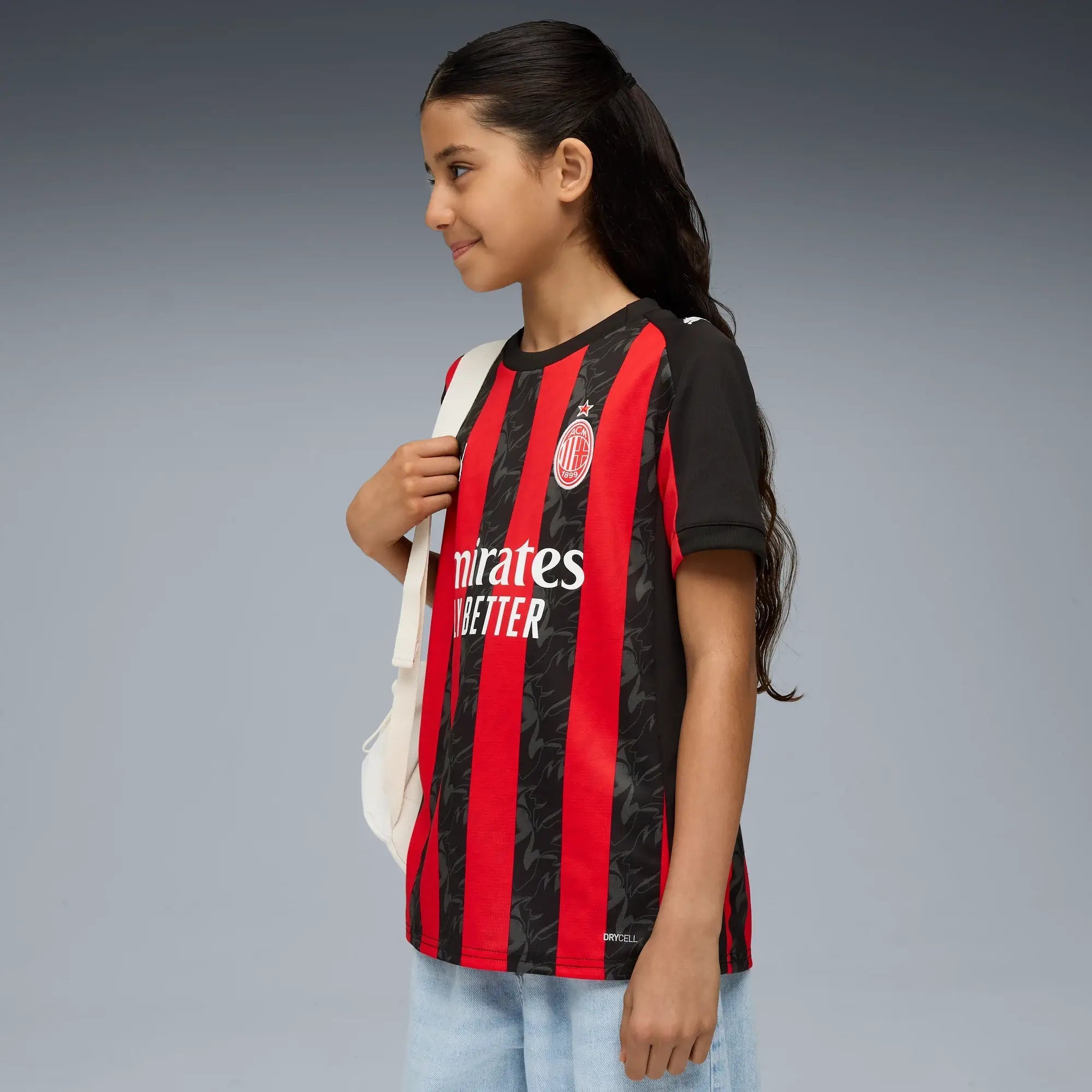 Puma 2025-26 AC Milan Youth Stadium Home Soccer Jersey (Model - Front)