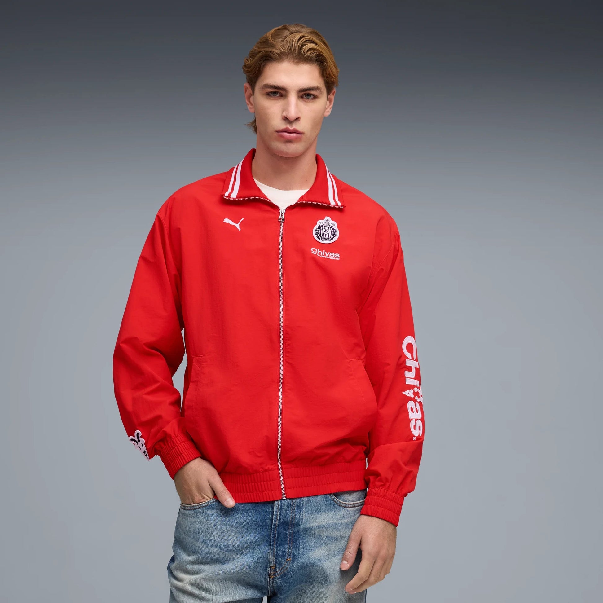 Puma 2025-26 Chivas Men's Varsity Jacket (Model - Front)