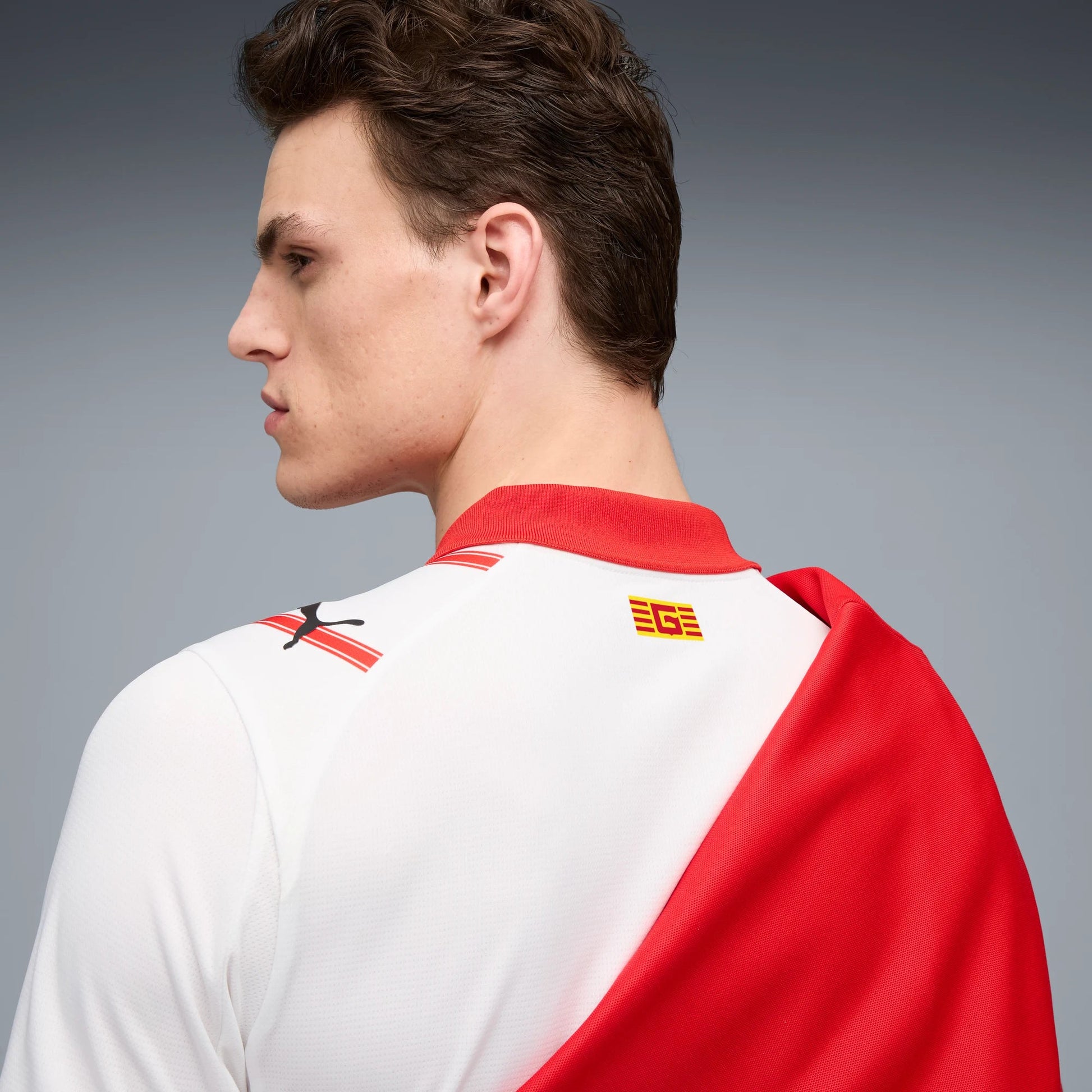 Puma 2025-26 Girona Men's Stadium Home Soccer Jersey (Detail 2)